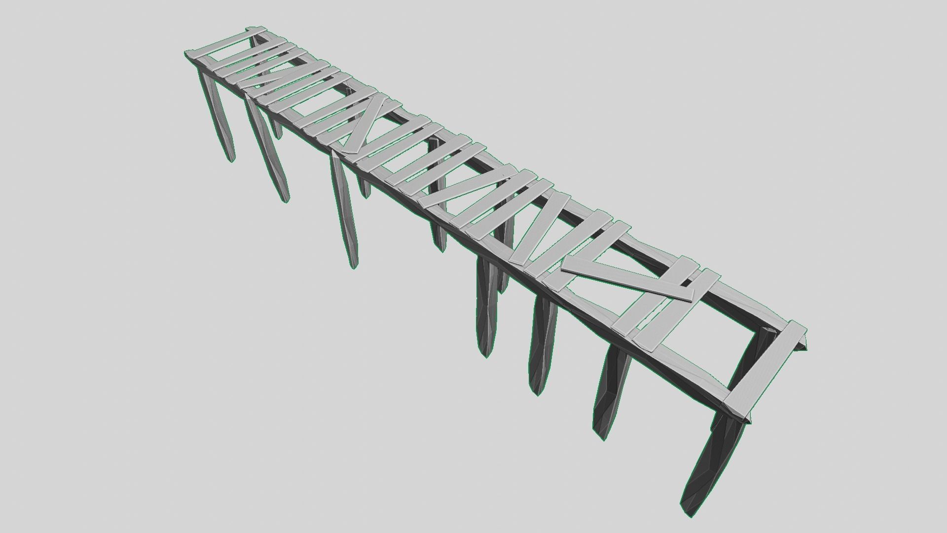 Old Gray Wooden Dock Wharf Pier Low-poly 3D model_6