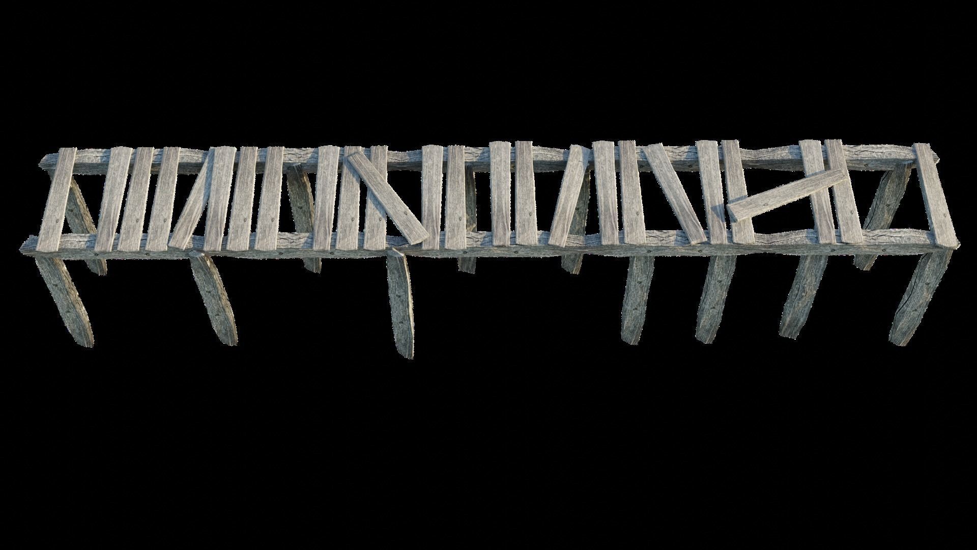 Old Gray Wooden Dock Wharf Pier Low-poly 3D model_2