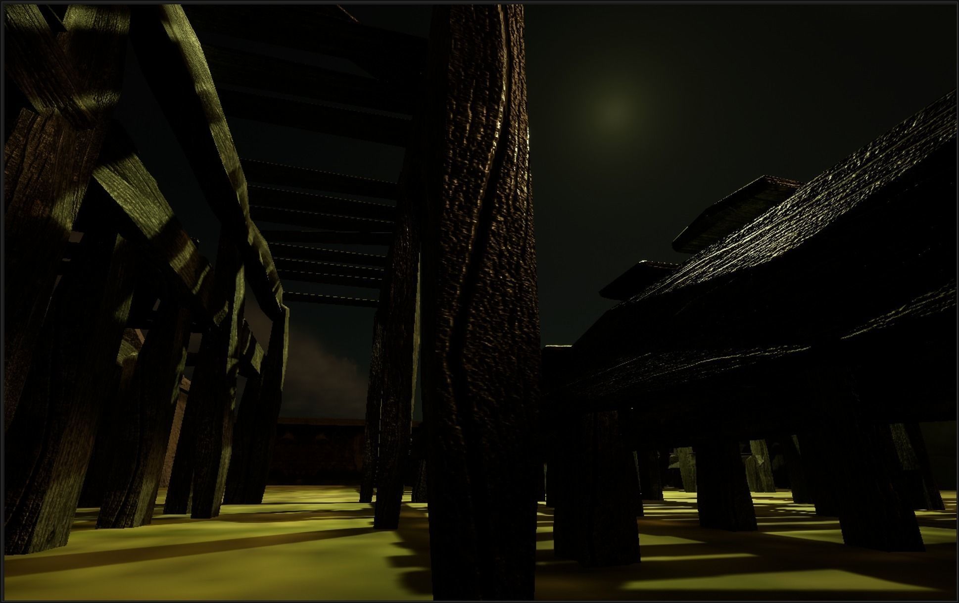 Old Gray Wooden Dock Wharf Pier Low-poly 3D model_12