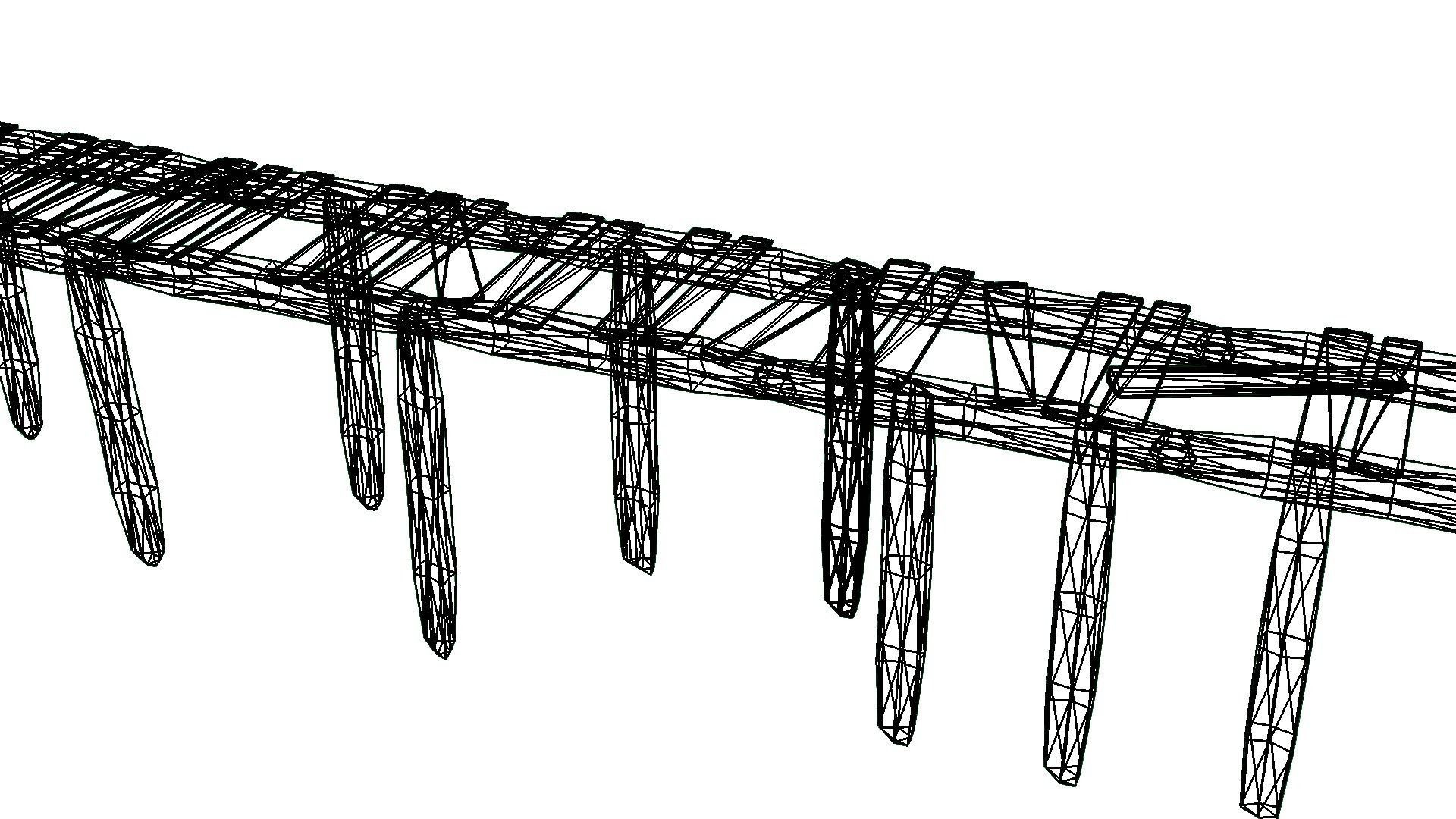 Old Gray Wooden Dock Wharf Pier Low-poly 3D model_8