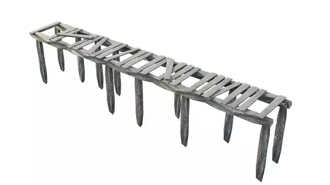 Old Gray Wooden Dock Wharf Pier Low-poly 3D model