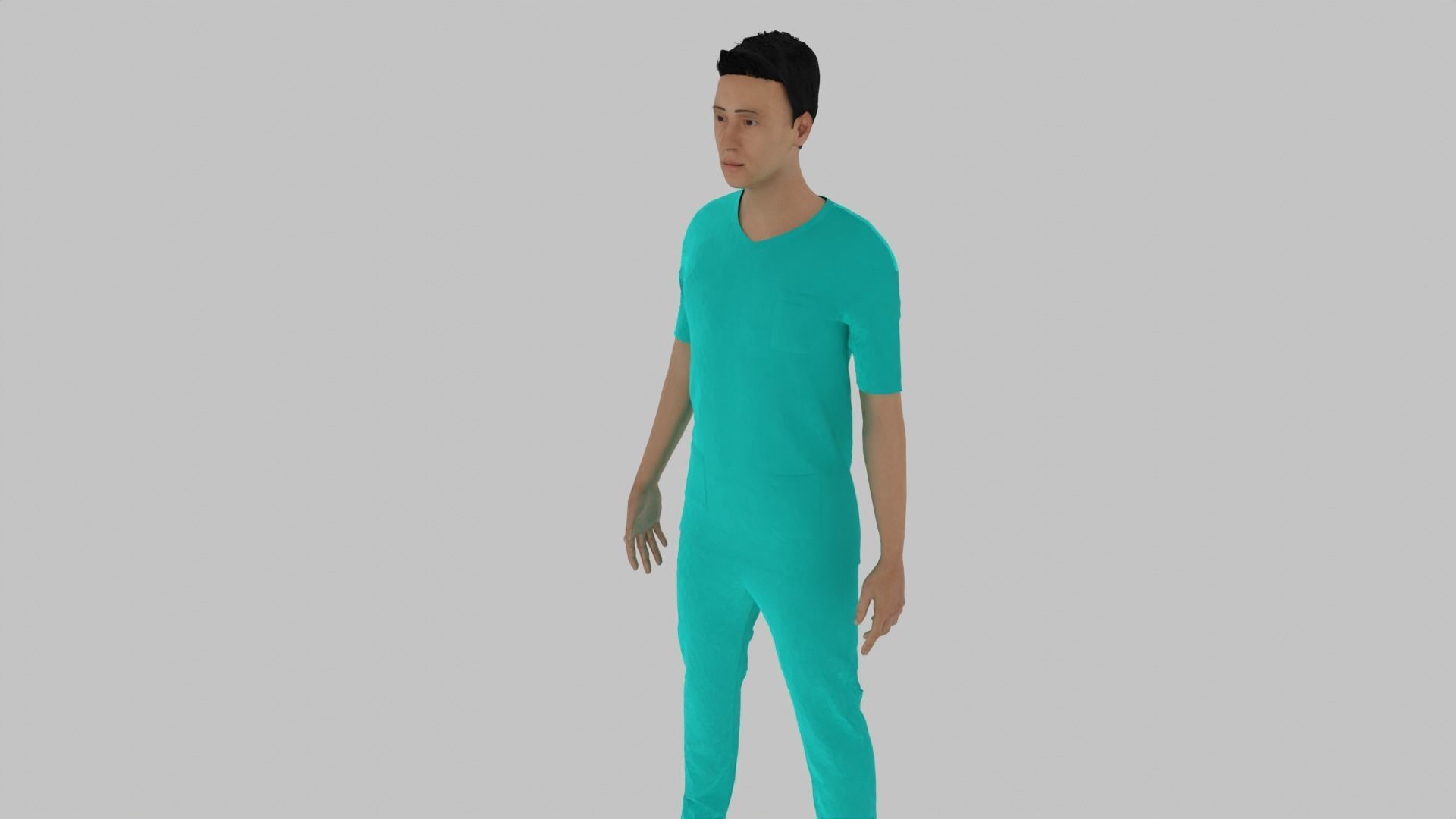 Doctor man in shirt Low-poly 3D model_4
