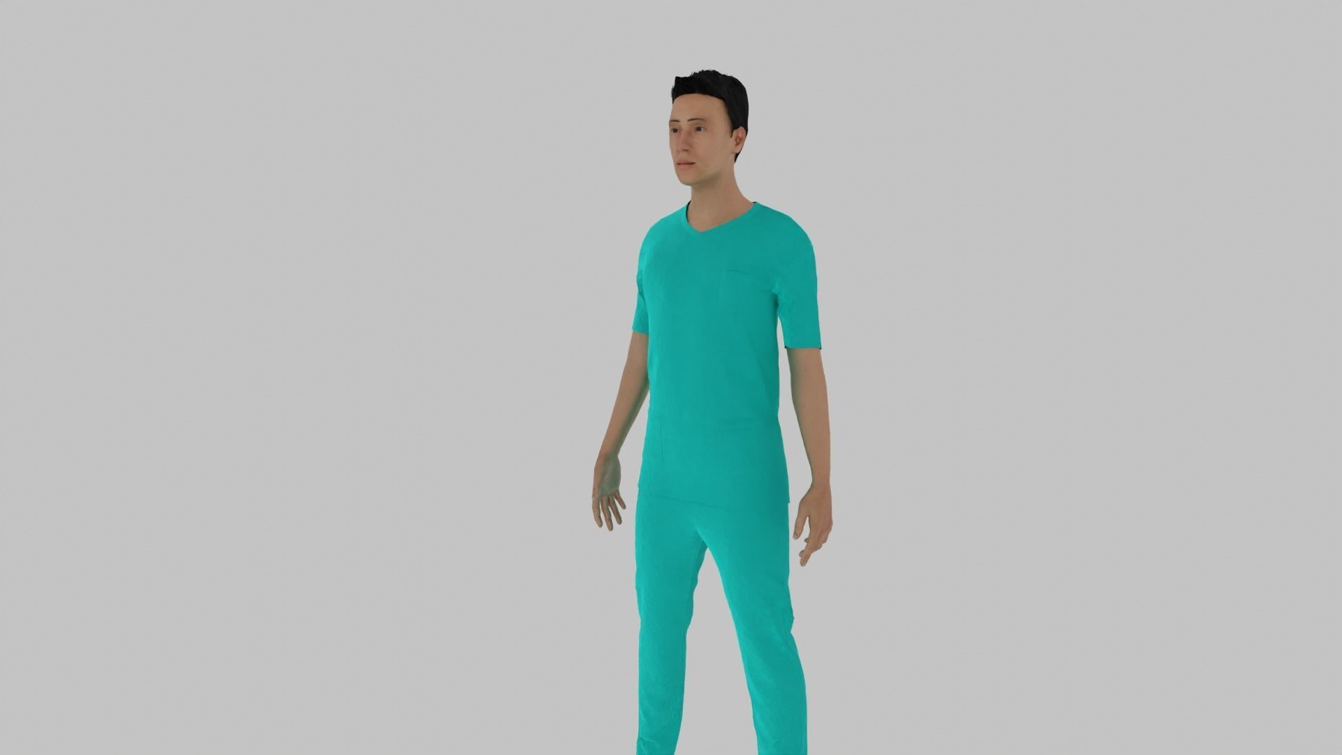 Doctor man in shirt Low-poly 3D model_1