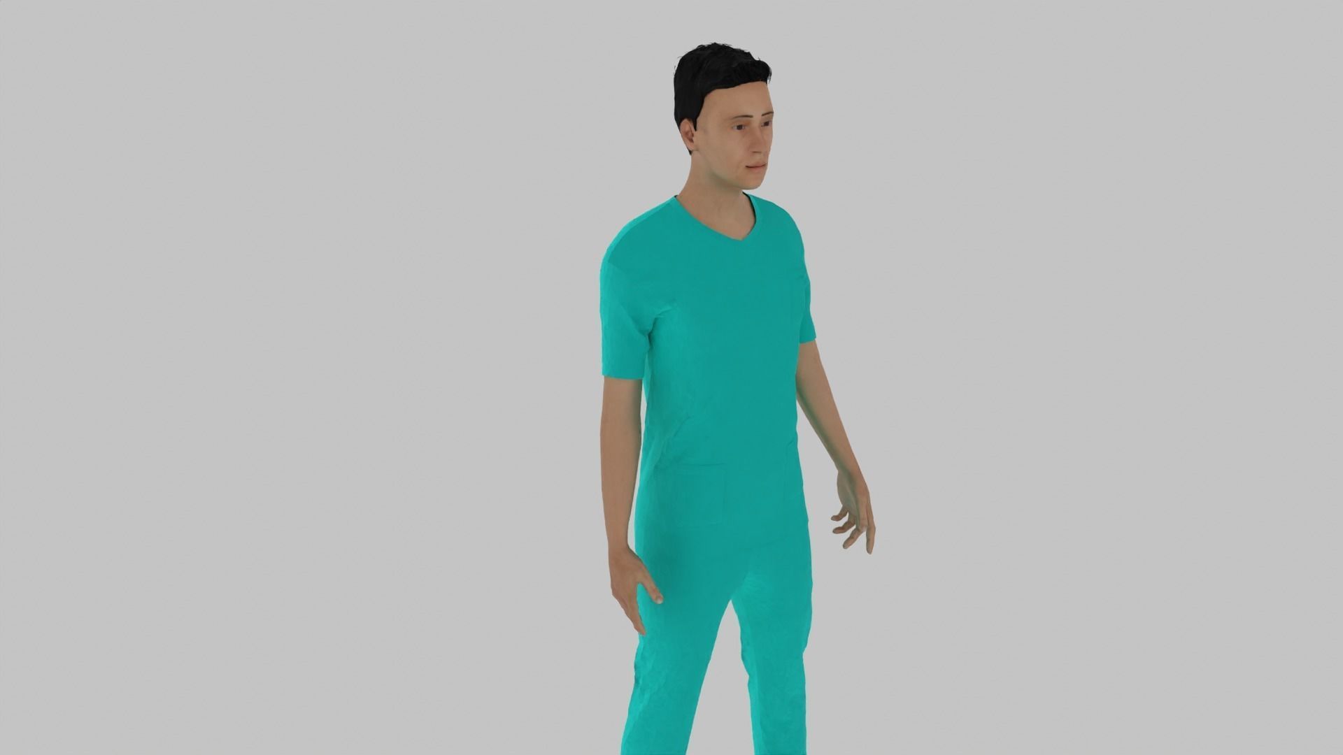 Doctor man in shirt Low-poly 3D model_2