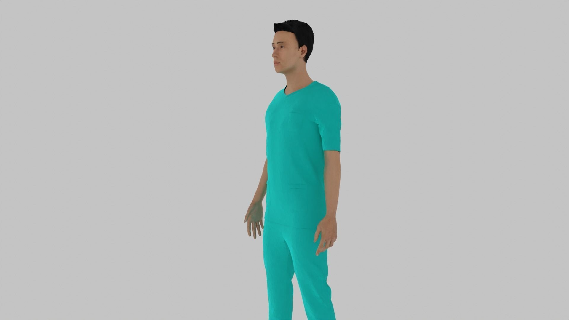 Doctor man in shirt Low-poly 3D model_7