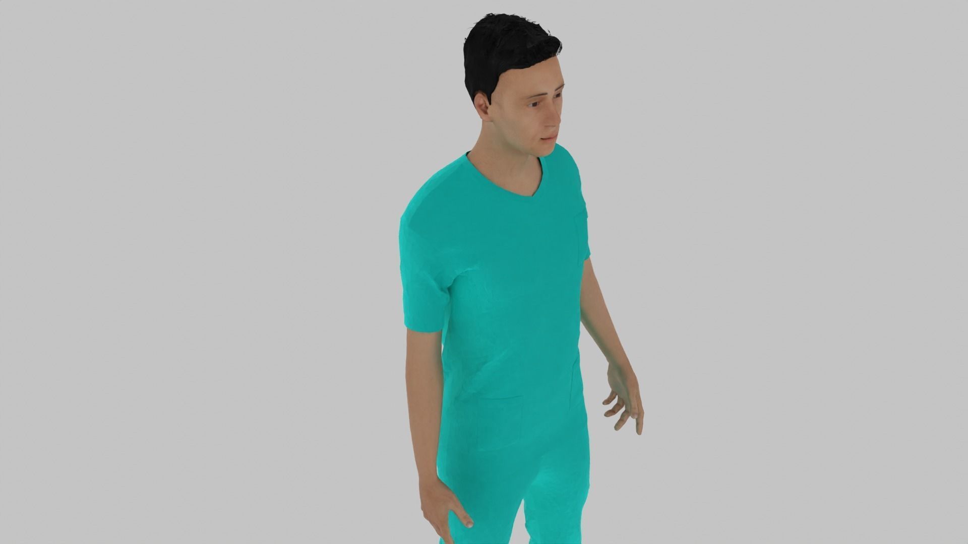 Doctor man in shirt Low-poly 3D model_5