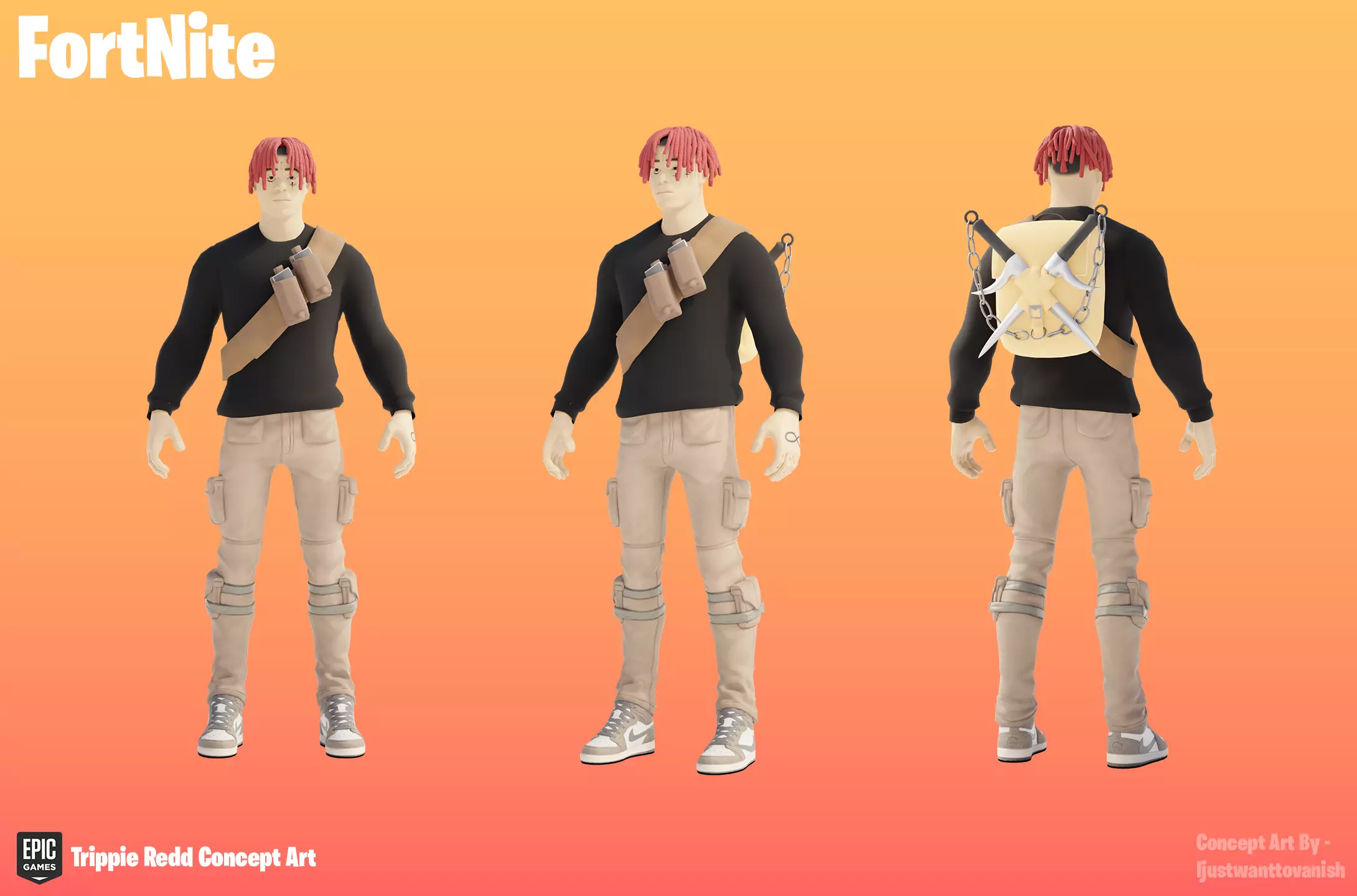 Custom Trippie Redd Fortnite skin Low-poly 3D model_0