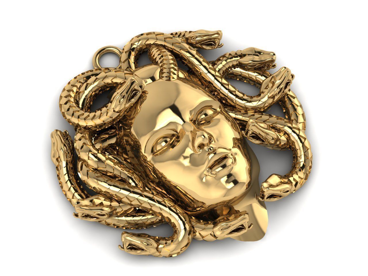 Medusa pendant with snakes 3D print model_2