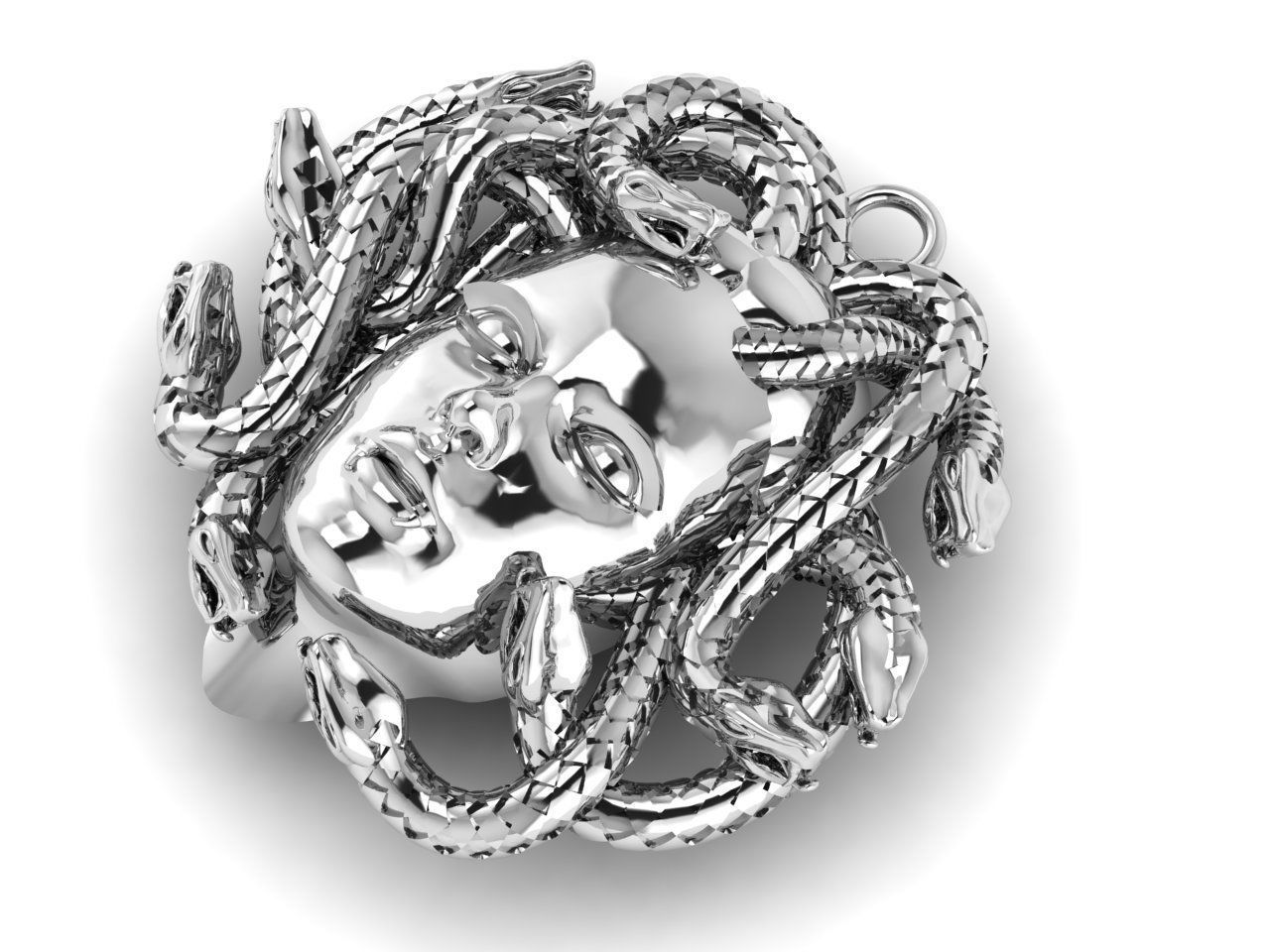 Medusa pendant with snakes 3D print model_3