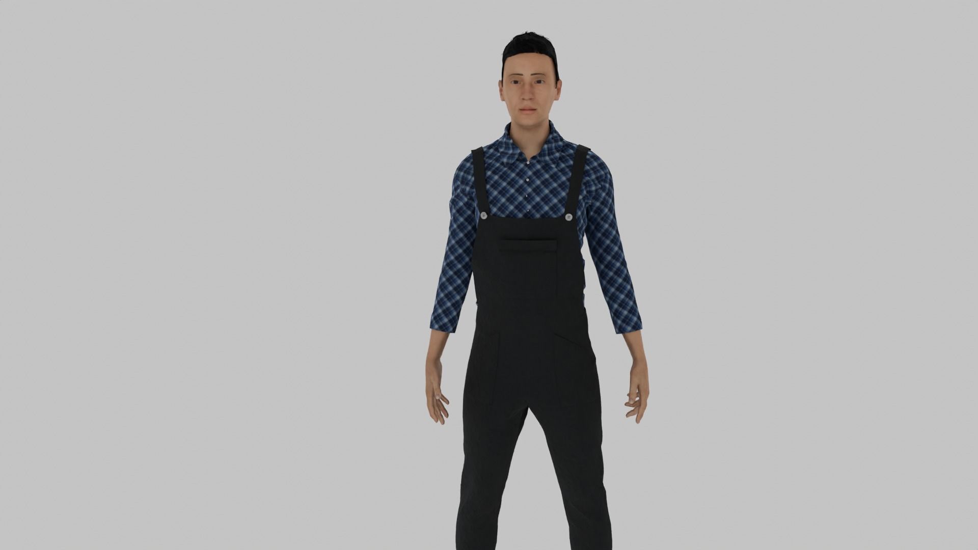 Farmer man in apron Low-poly 3D model_3