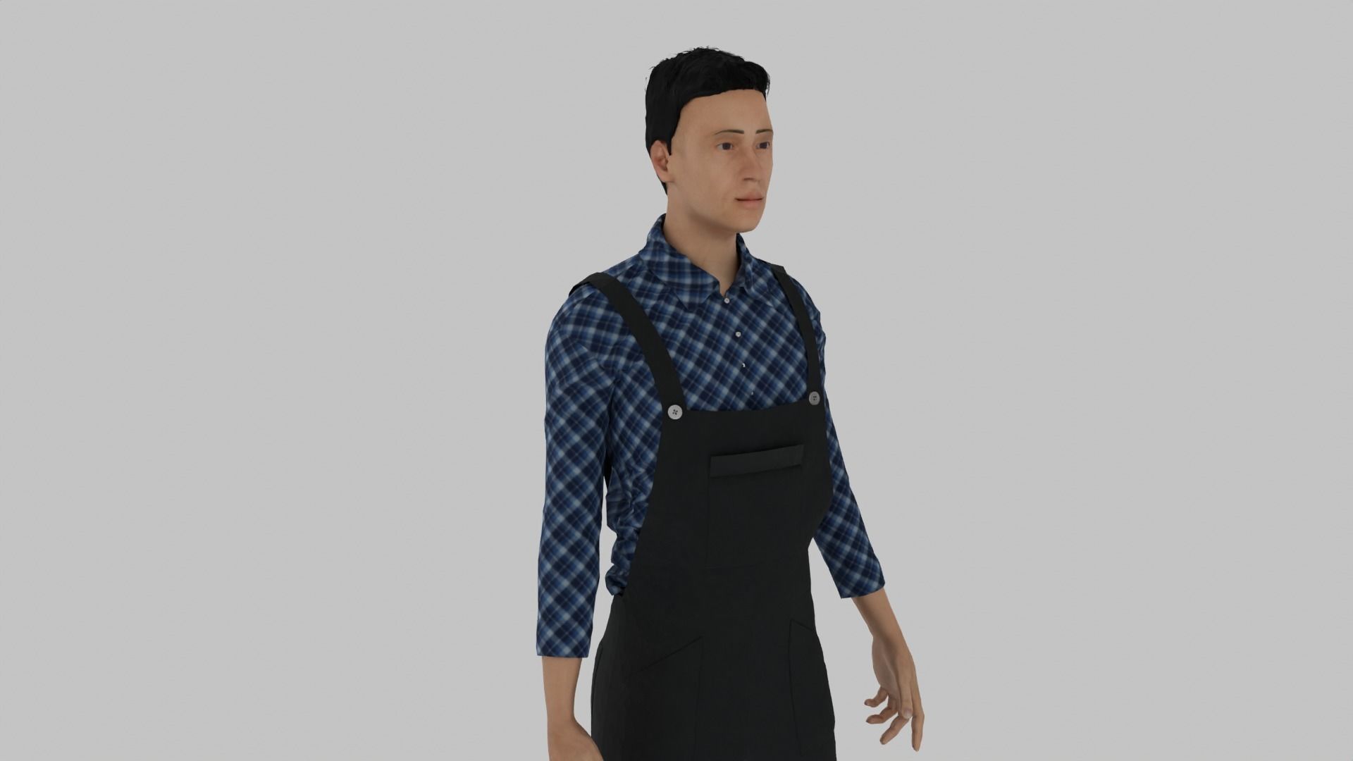 Farmer man in apron Low-poly 3D model_6