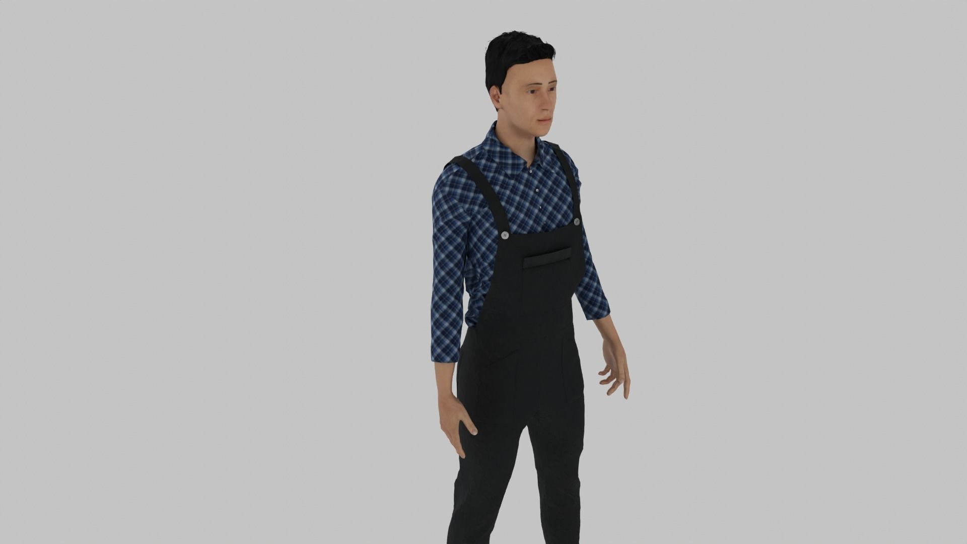 Farmer man in apron Low-poly 3D model_2