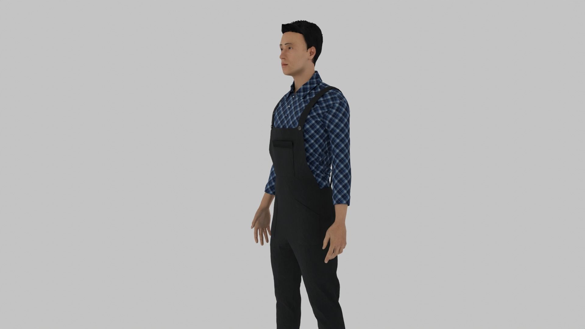 Farmer man in apron Low-poly 3D model_7