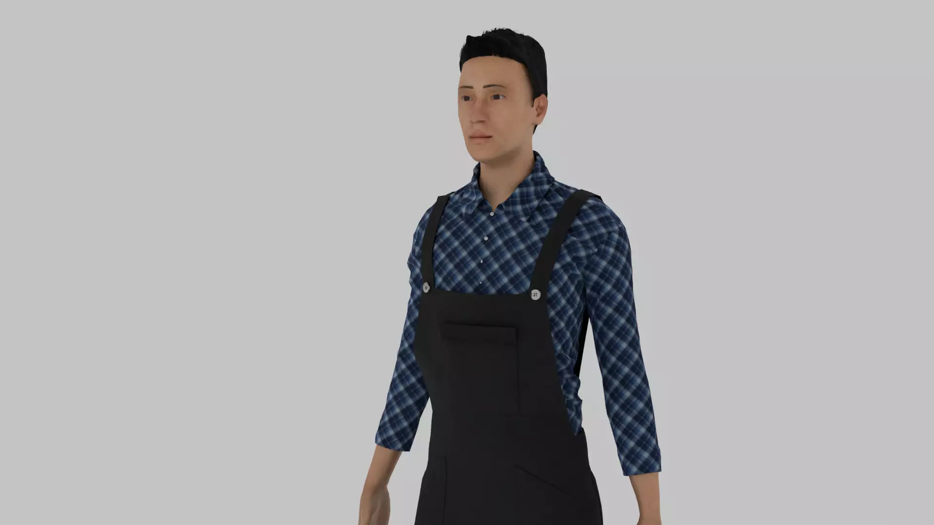 Farmer man in apron Low-poly 3D model_0