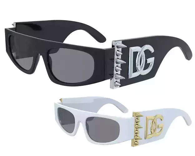 Dolce Gabbana Plaque Logo Oversized Sunglasses Low-poly 3D model