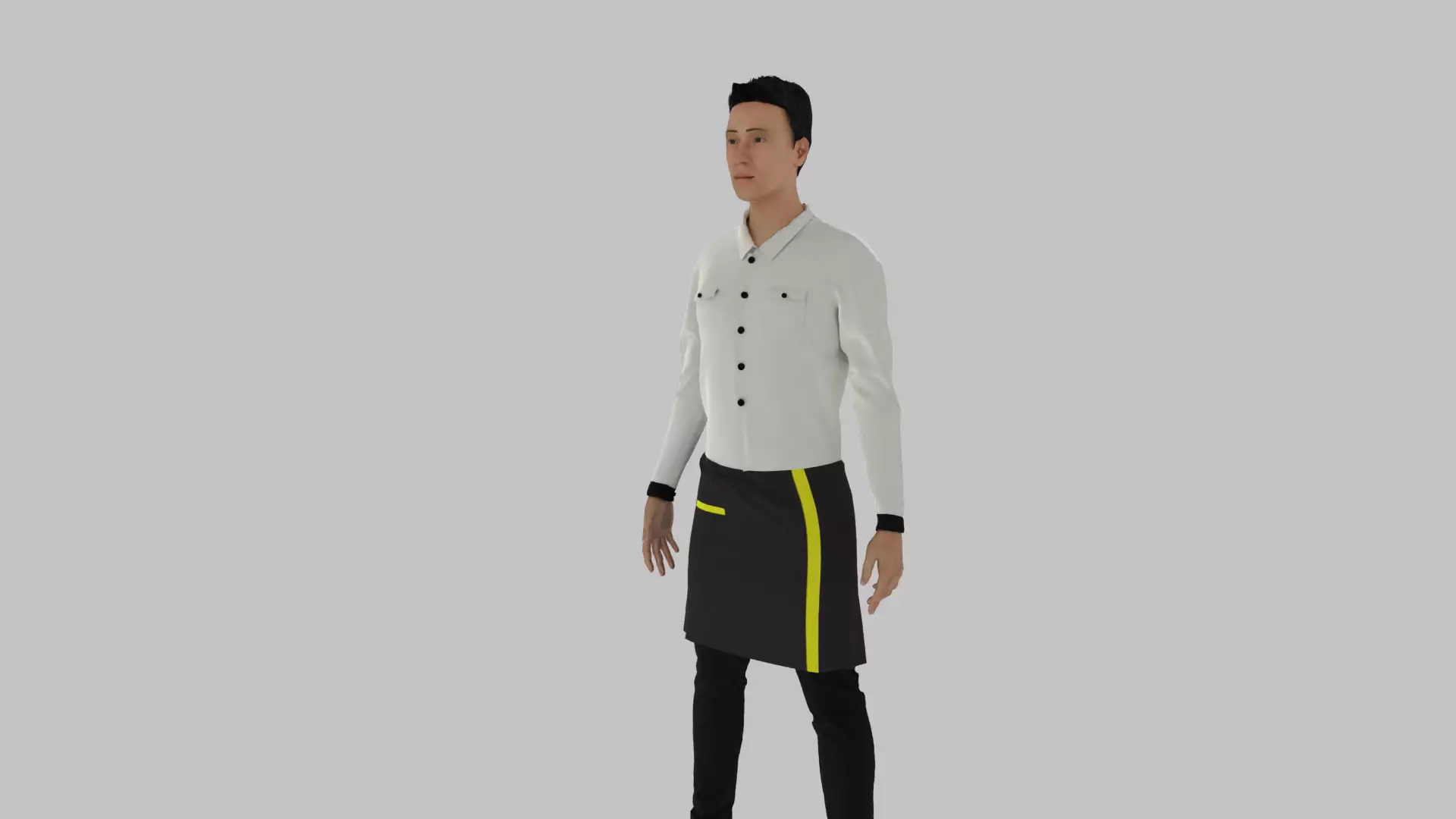 Waiter man in apron Low-poly 3D model