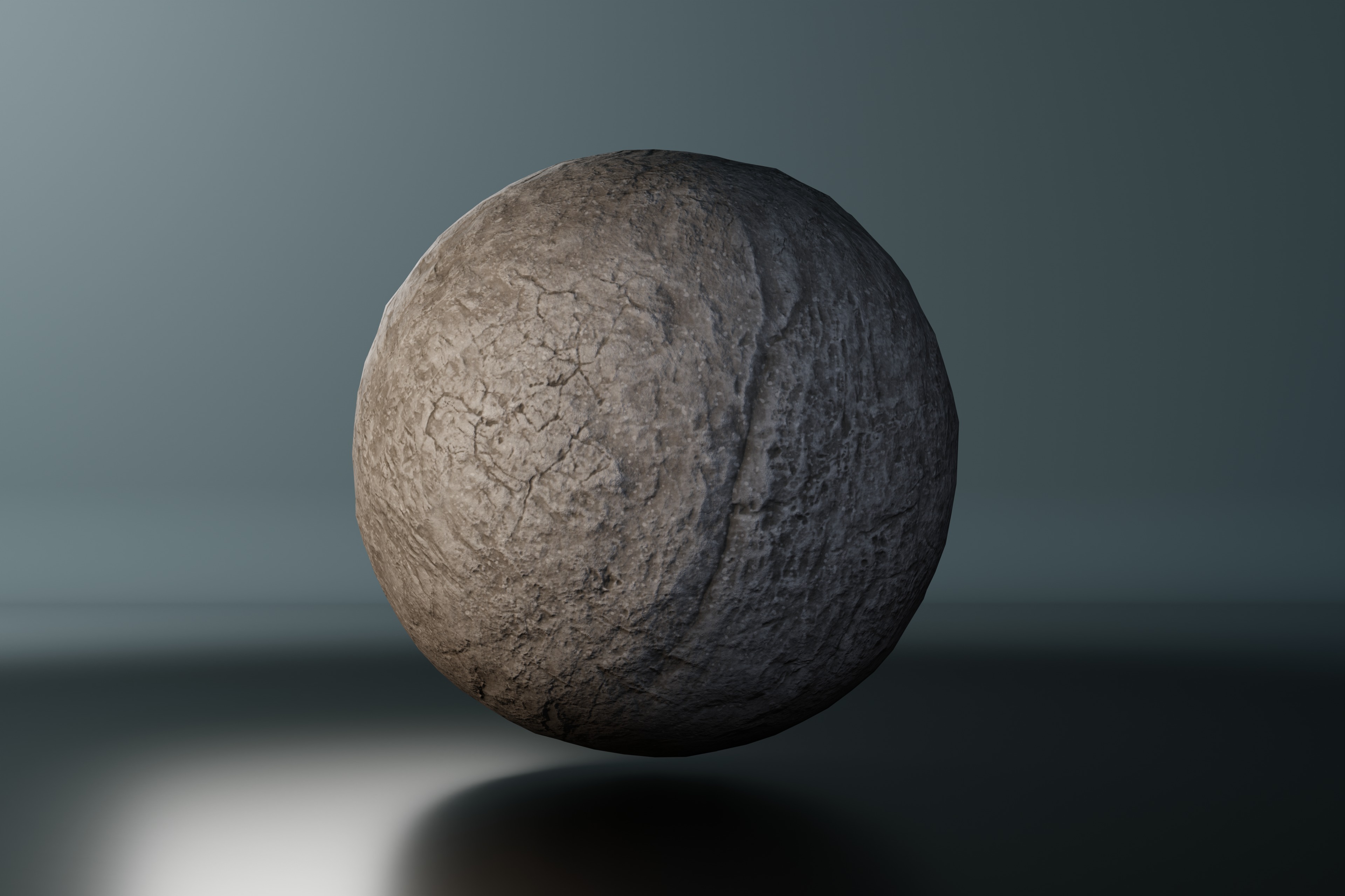 Spherical Stone Boulder - PBR Model Low-poly 3D model_2