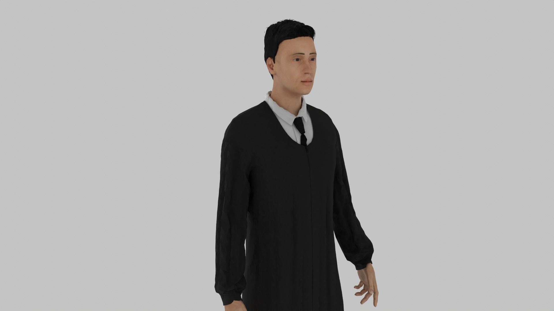 Judge man in coat and tie Low-poly 3D model_6