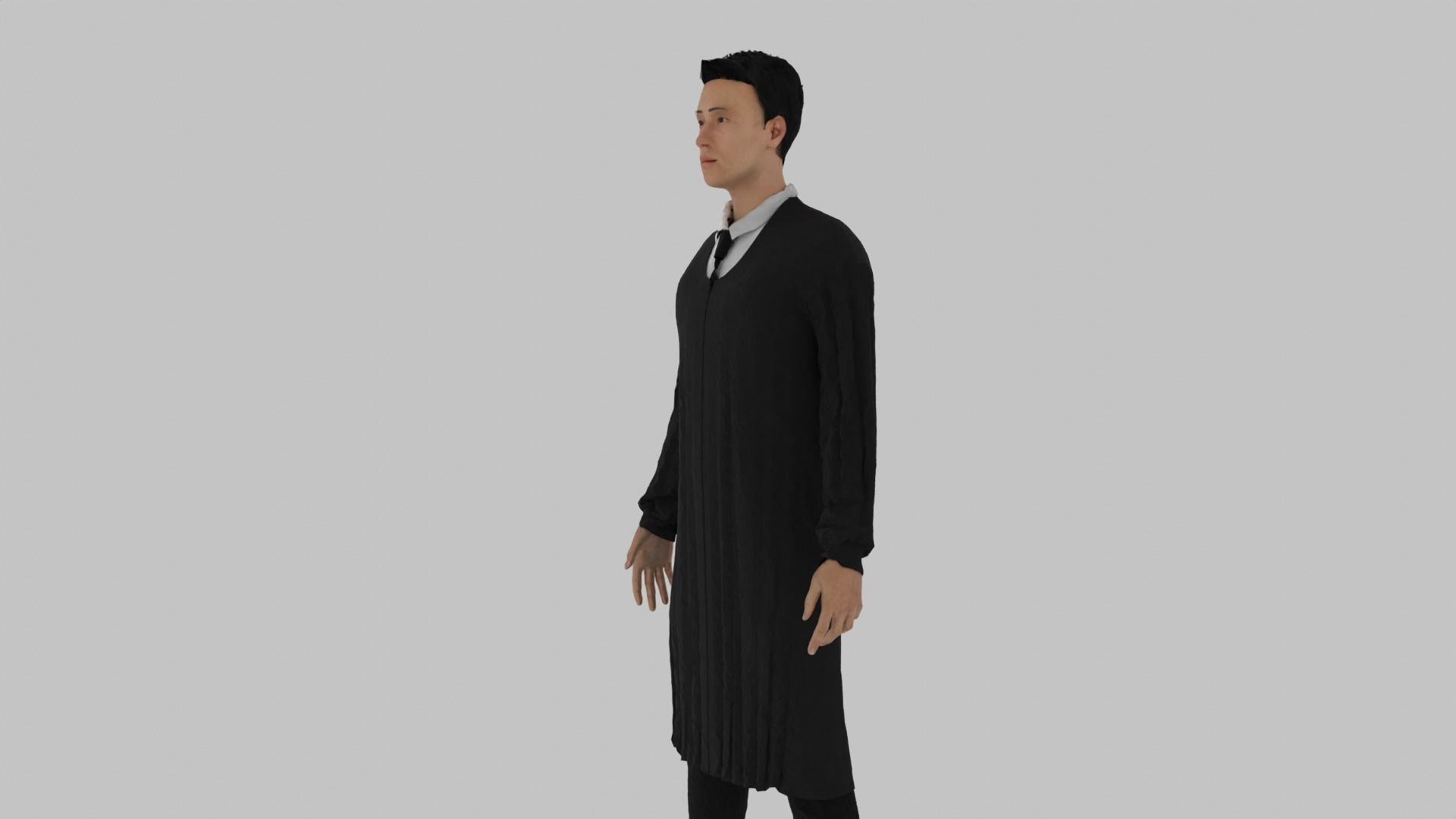 Judge man in coat and tie Low-poly 3D model_7