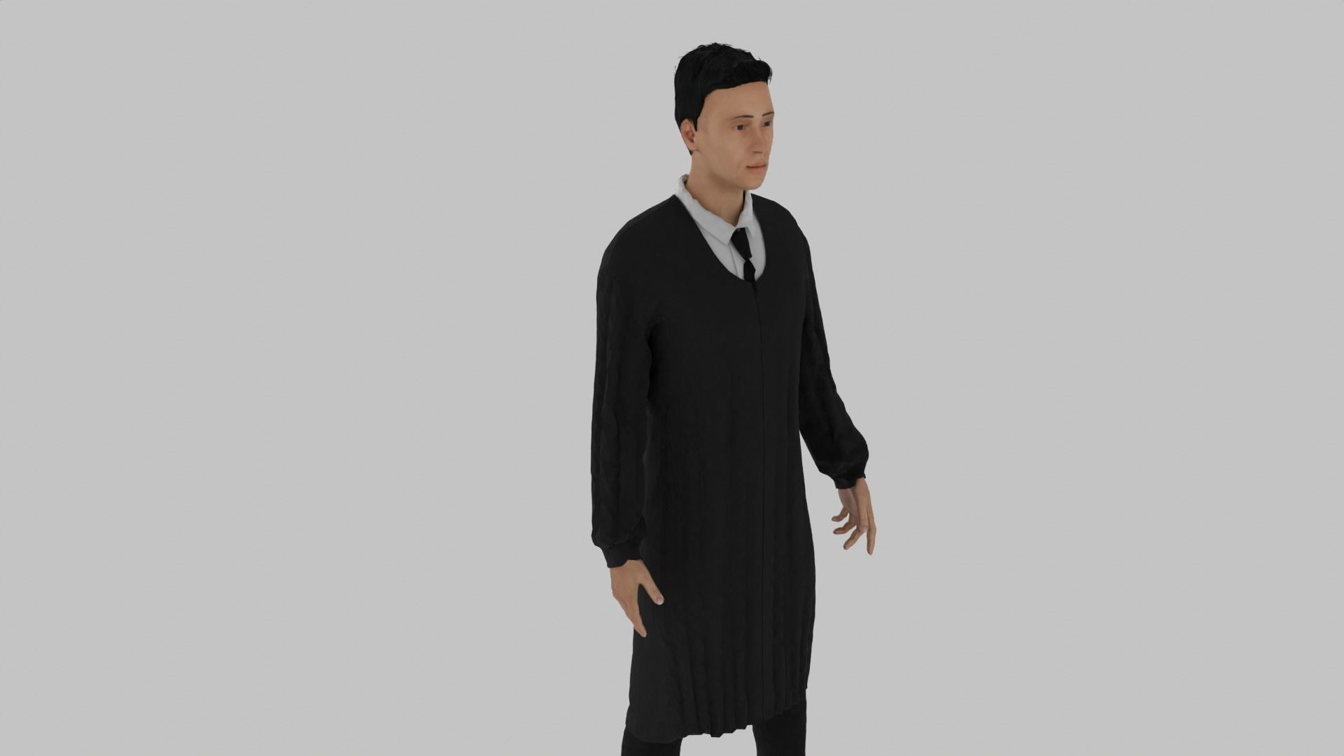 Judge man in coat and tie Low-poly 3D model_1