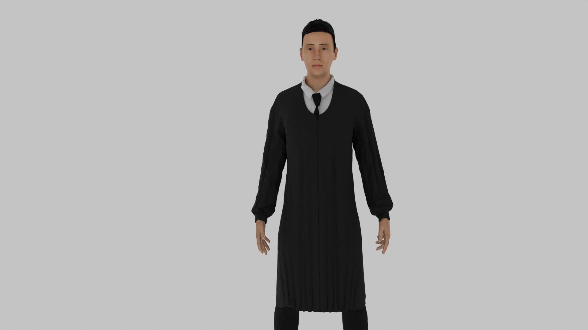 Judge man in coat and tie Low-poly 3D model_3