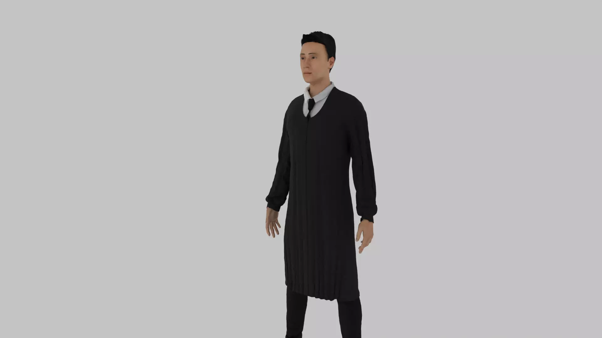 Judge man in coat and tie Low-poly 3D model_0