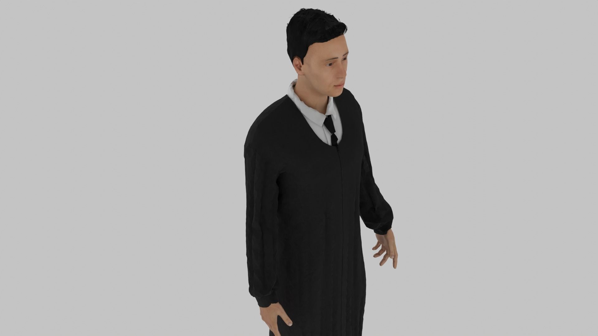 Judge man in coat and tie Low-poly 3D model_5