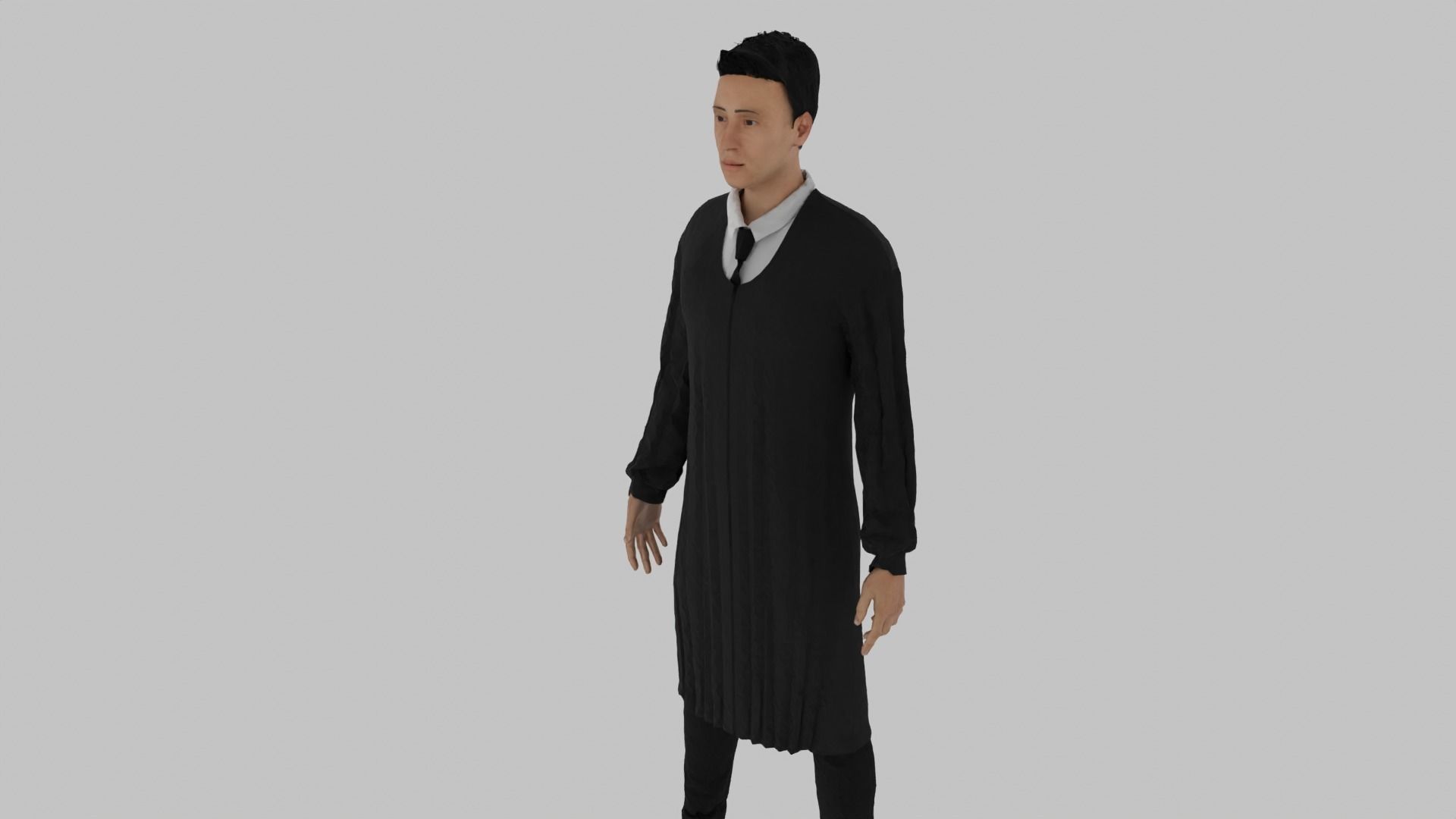 Judge man in coat and tie Low-poly 3D model_4