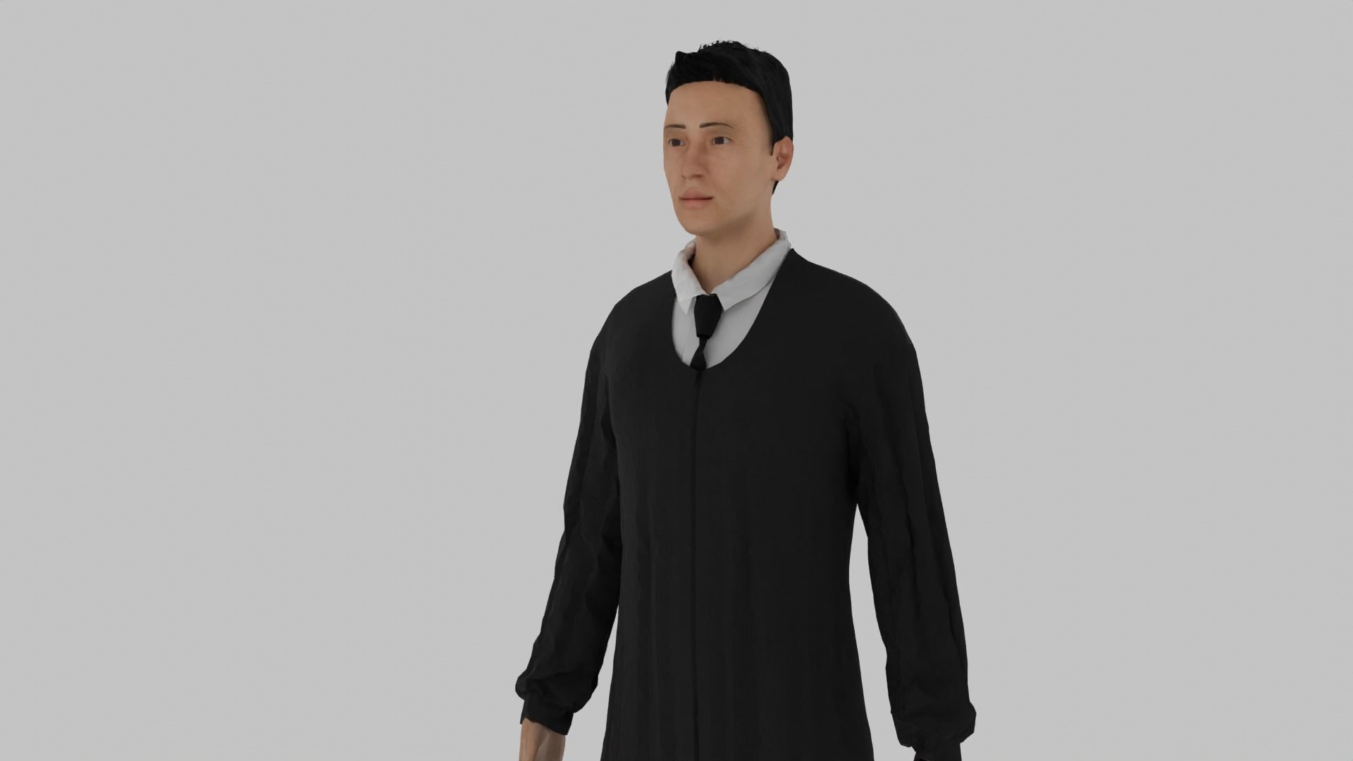 Judge man in coat and tie Low-poly 3D model_2