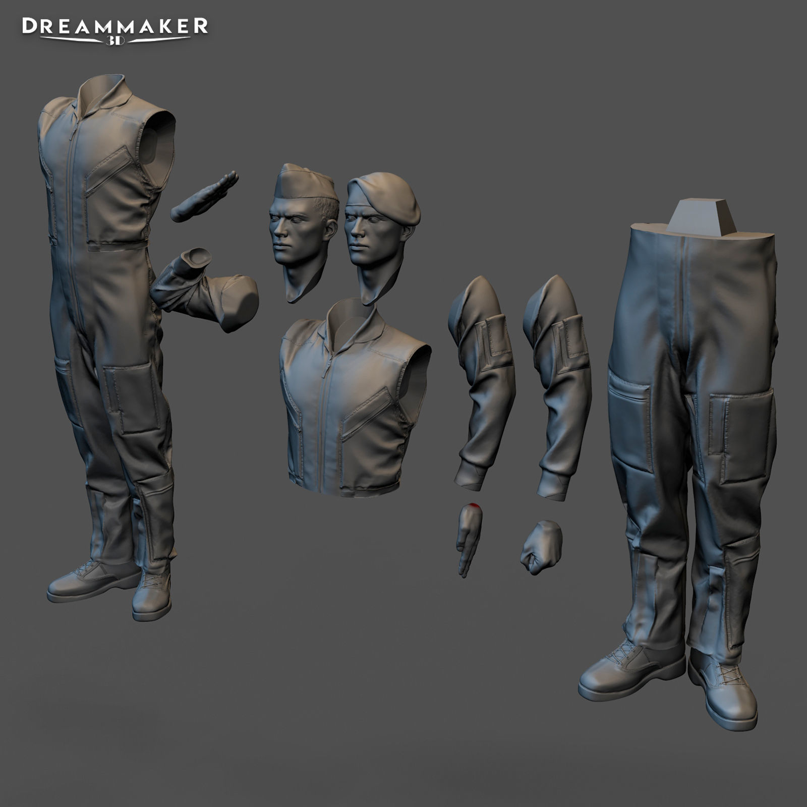 Fighter pilot saluting 3D print model_4