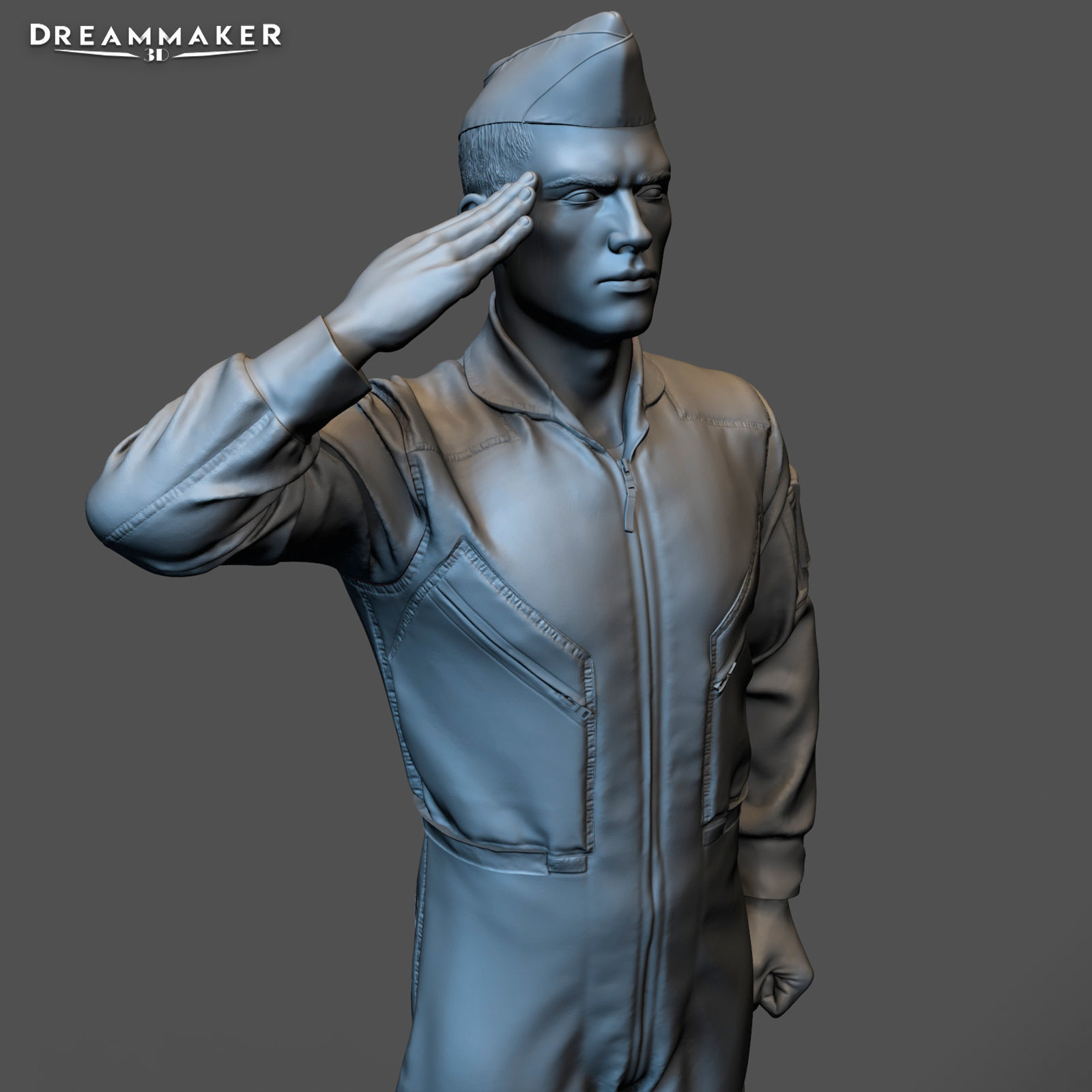 Fighter pilot saluting 3D print model_10