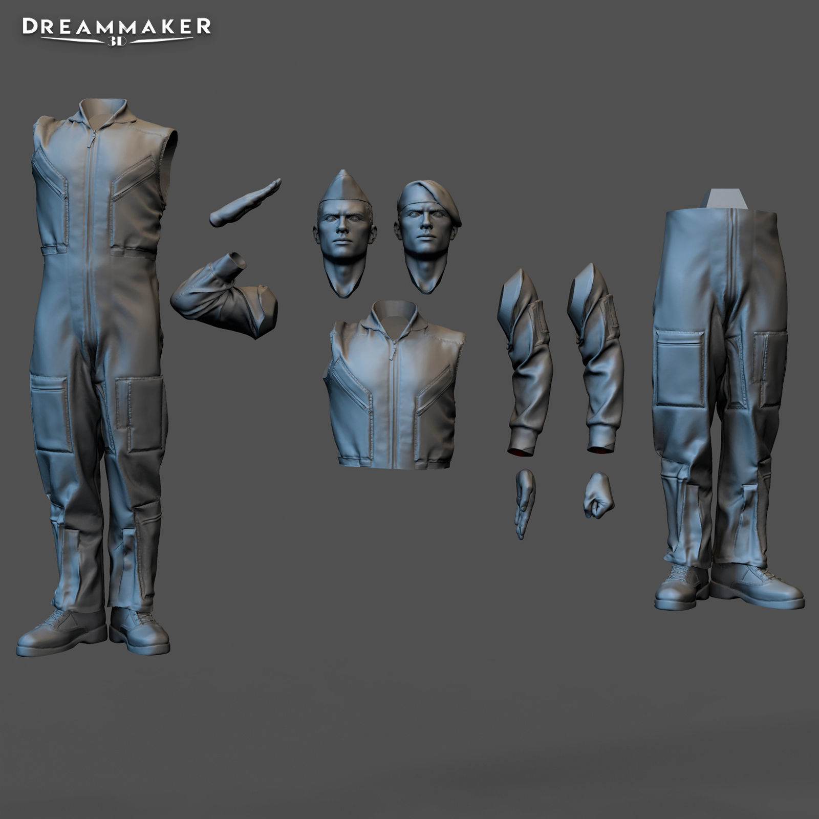 Fighter pilot saluting 3D print model_3