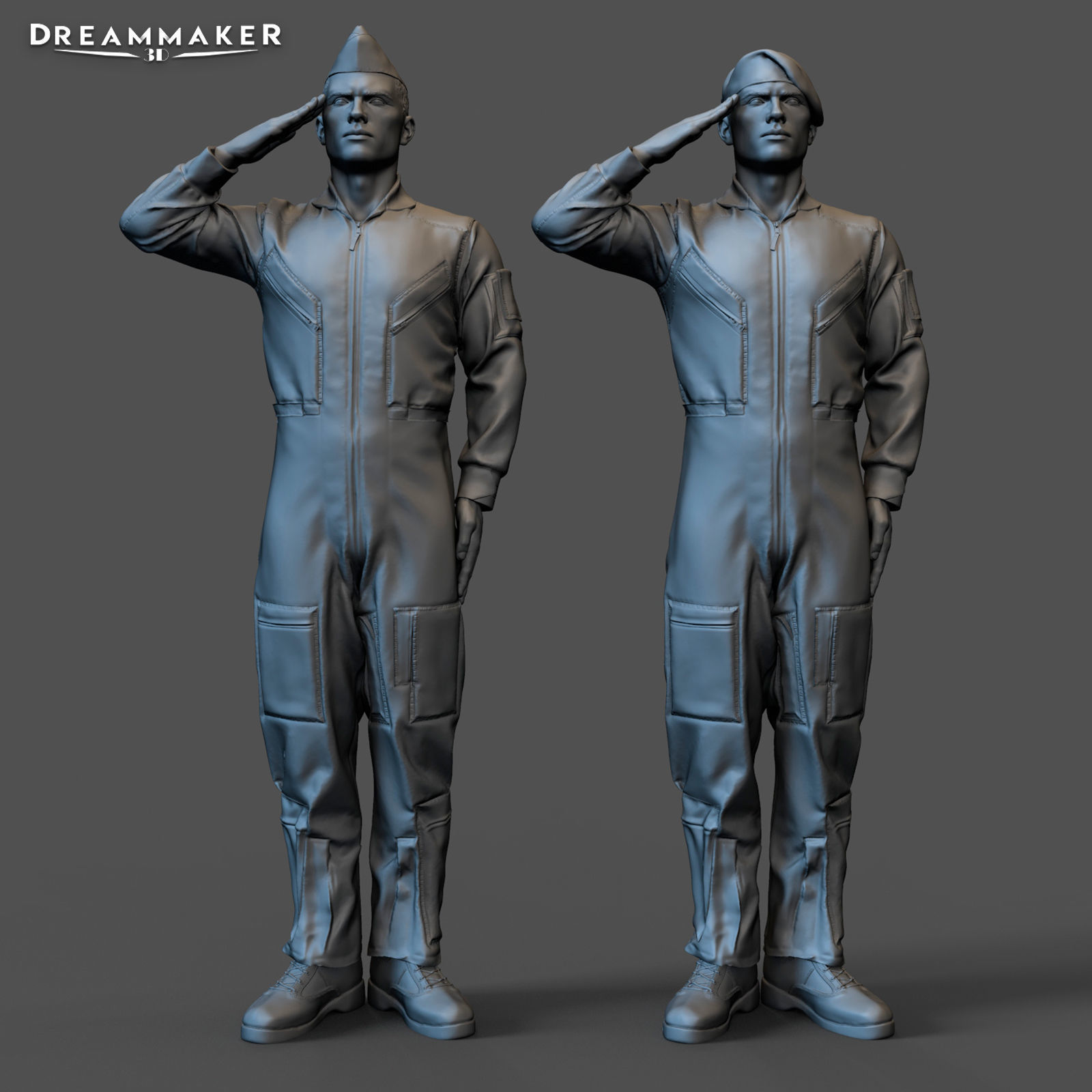 Fighter pilot saluting 3D print model_11
