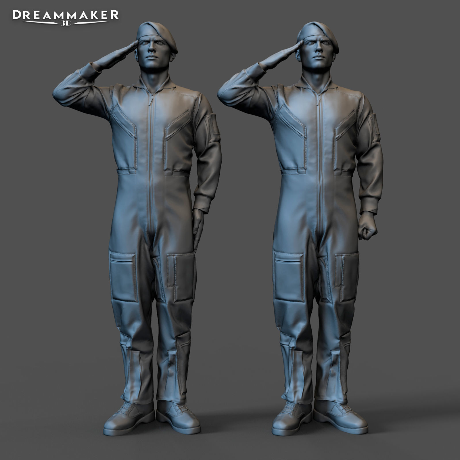 Fighter pilot saluting 3D print model_1
