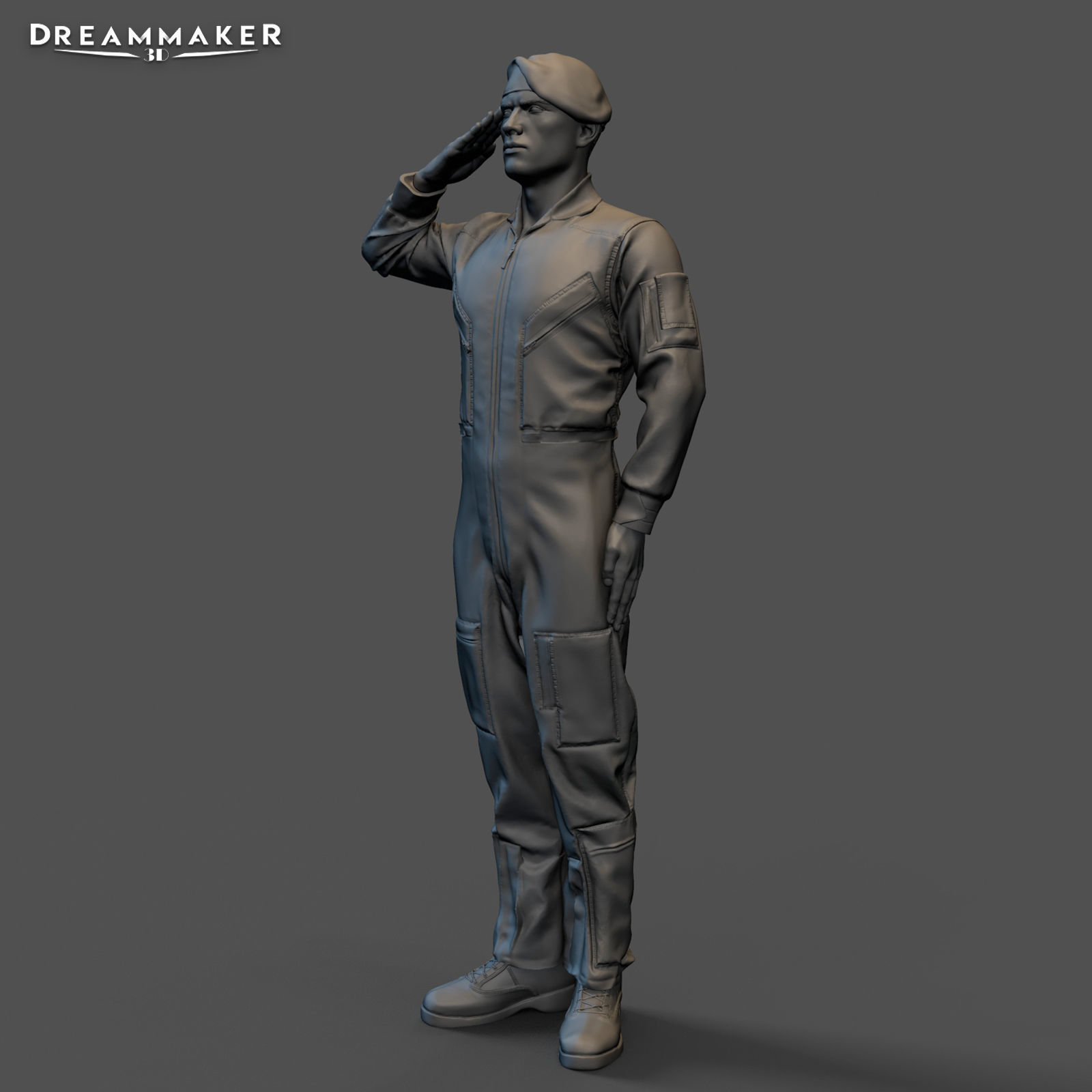 Fighter pilot saluting 3D print model_6