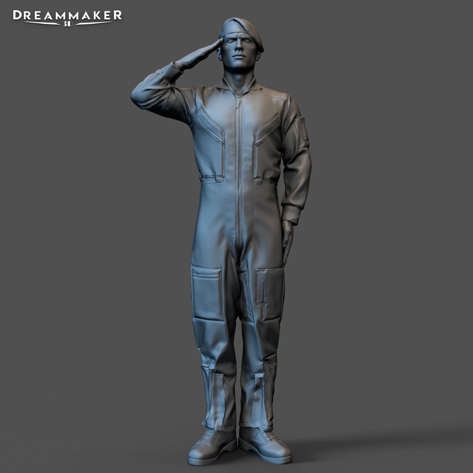 Fighter pilot saluting 3D print model_9
