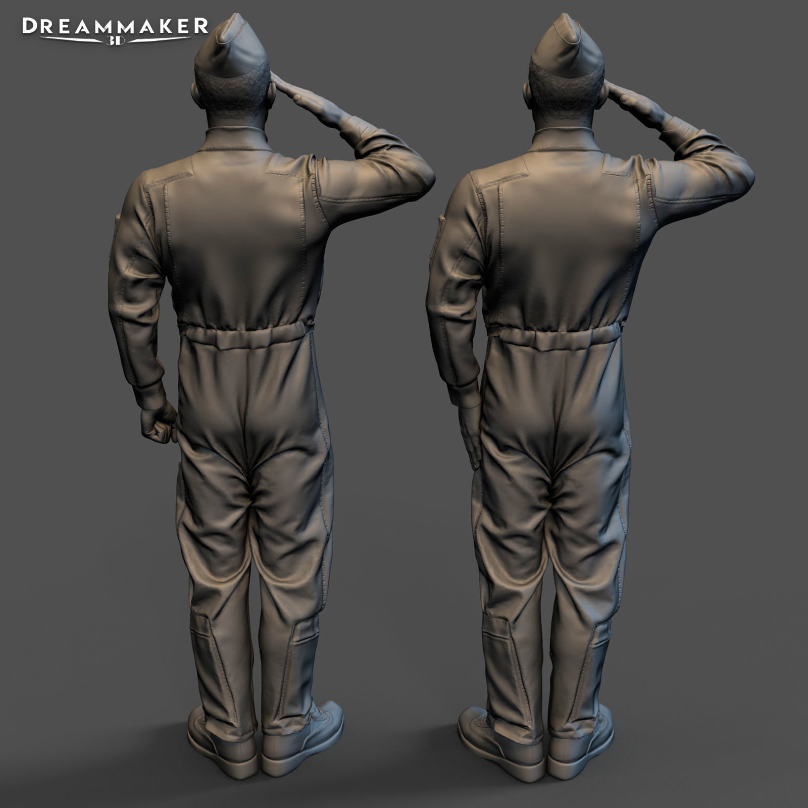 Fighter pilot saluting 3D print model_8