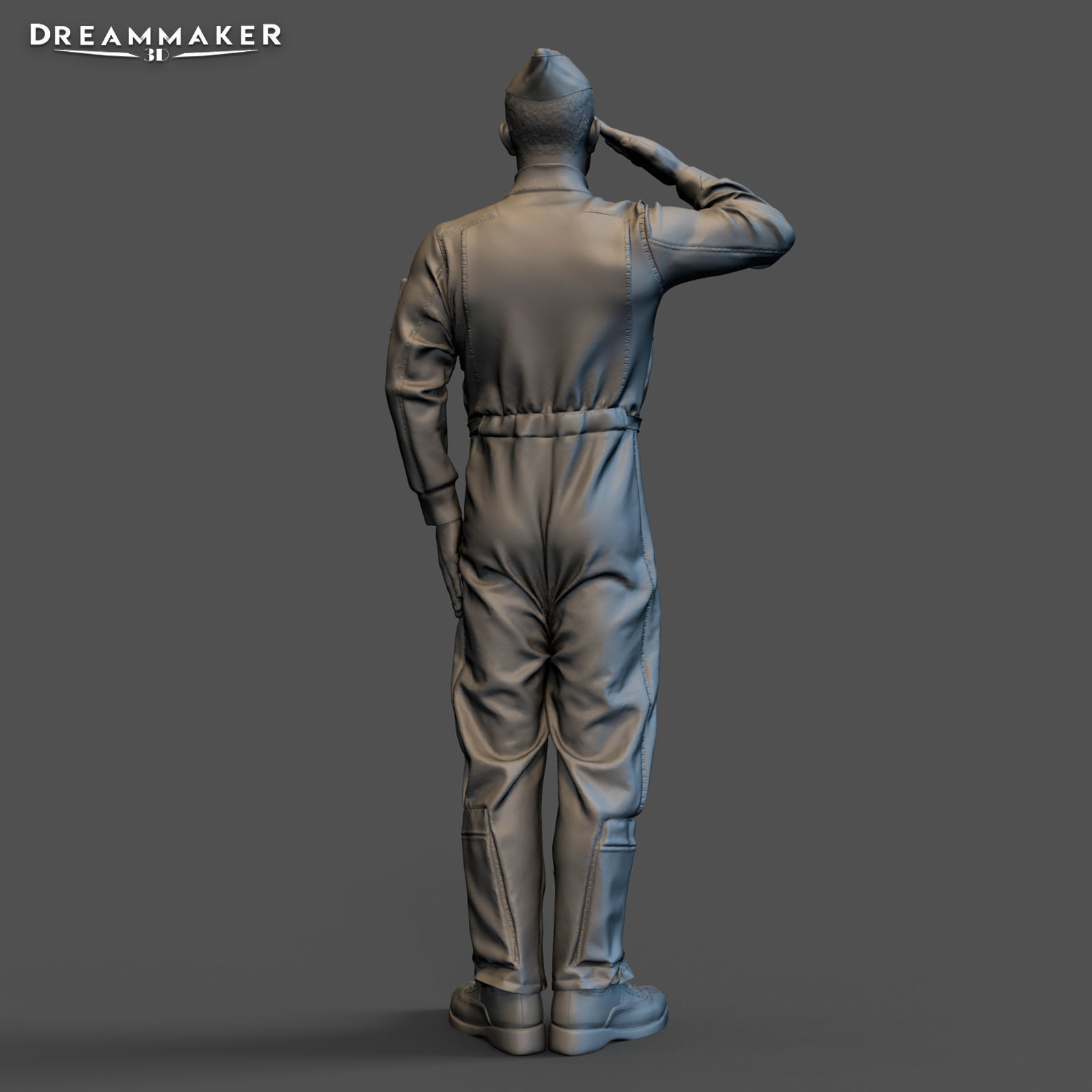 Fighter pilot saluting 3D print model_5