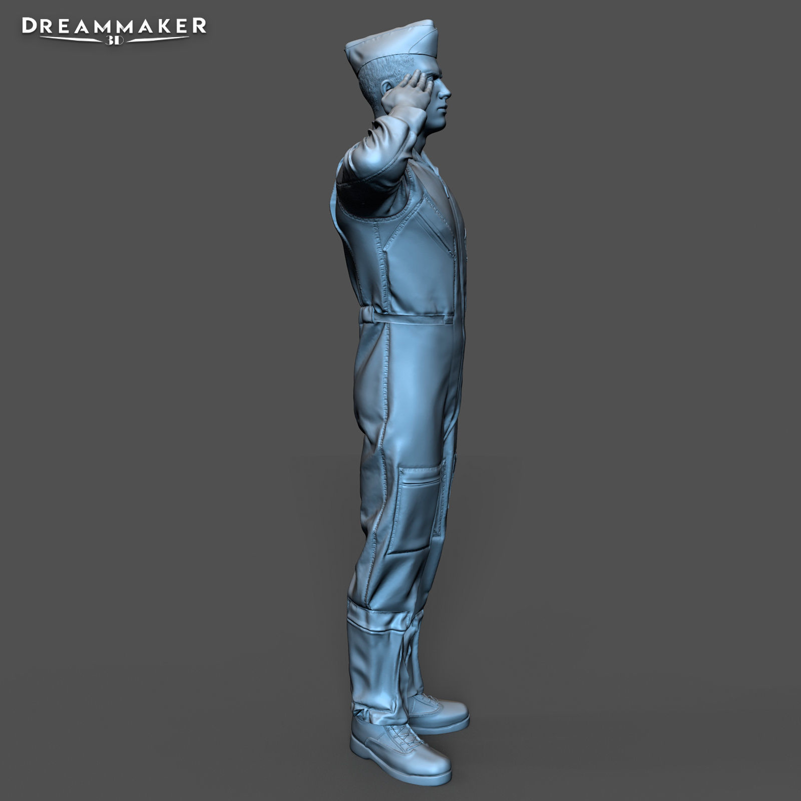 Fighter pilot saluting 3D print model_12