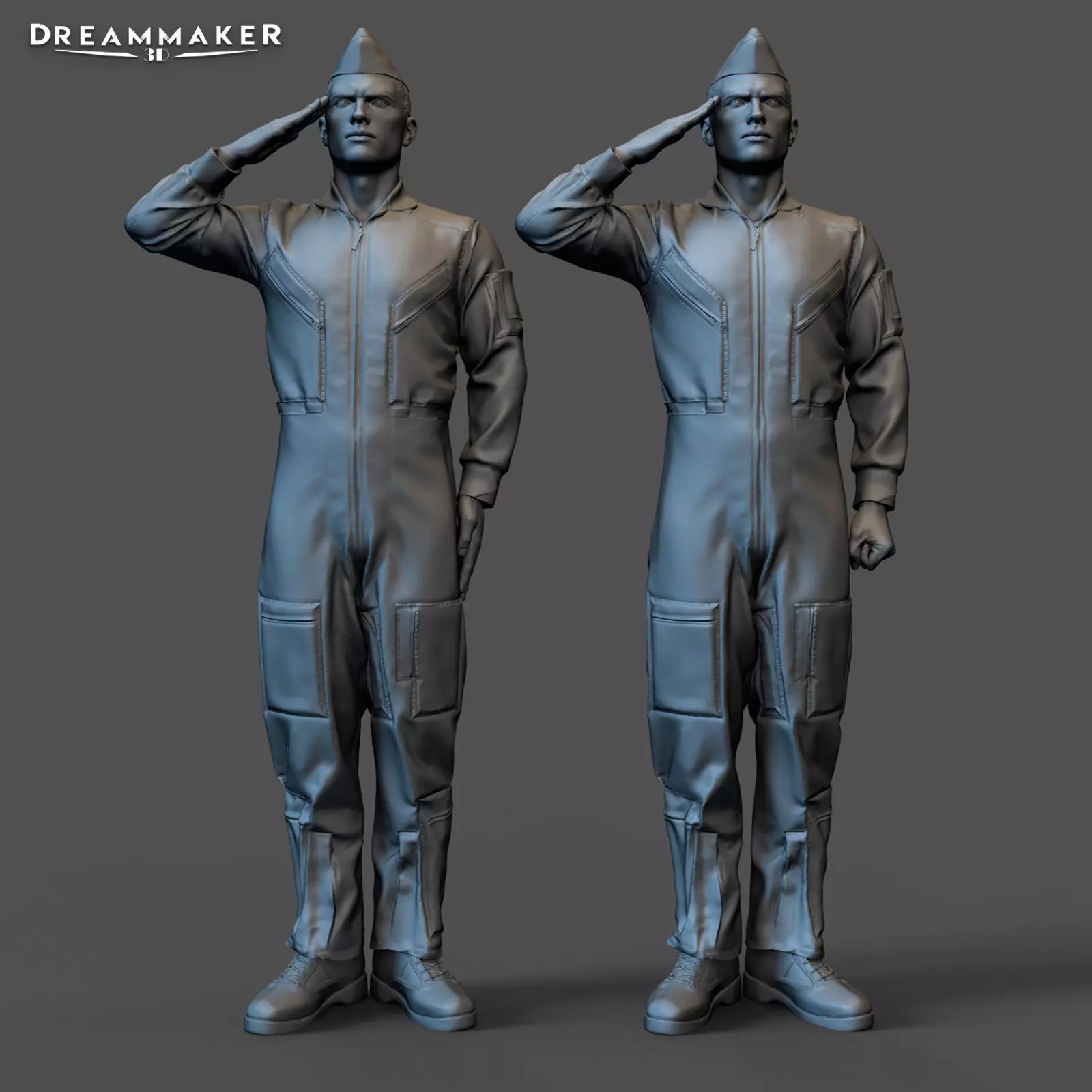 Fighter pilot saluting 3D print model_0