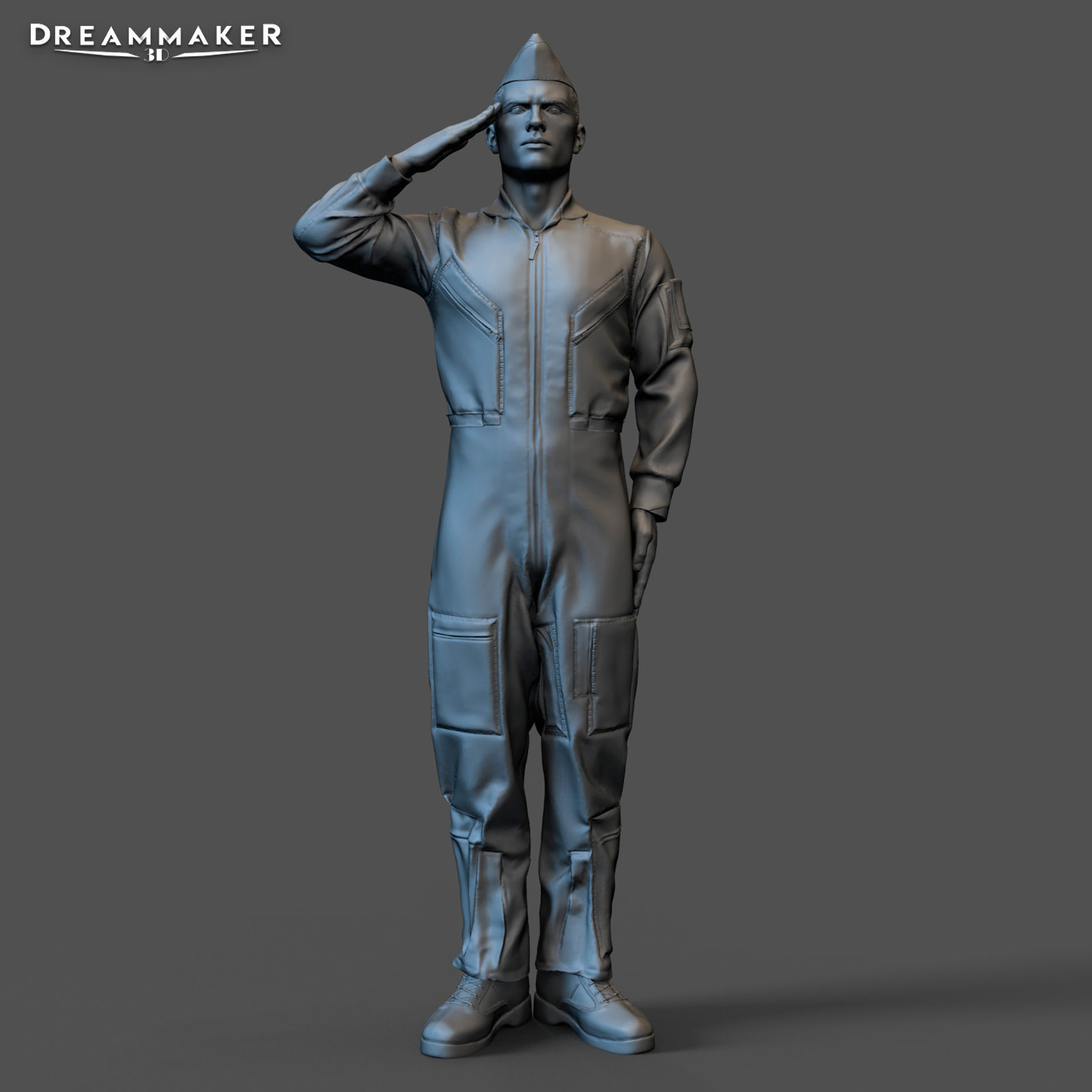 Fighter pilot saluting 3D print model_7
