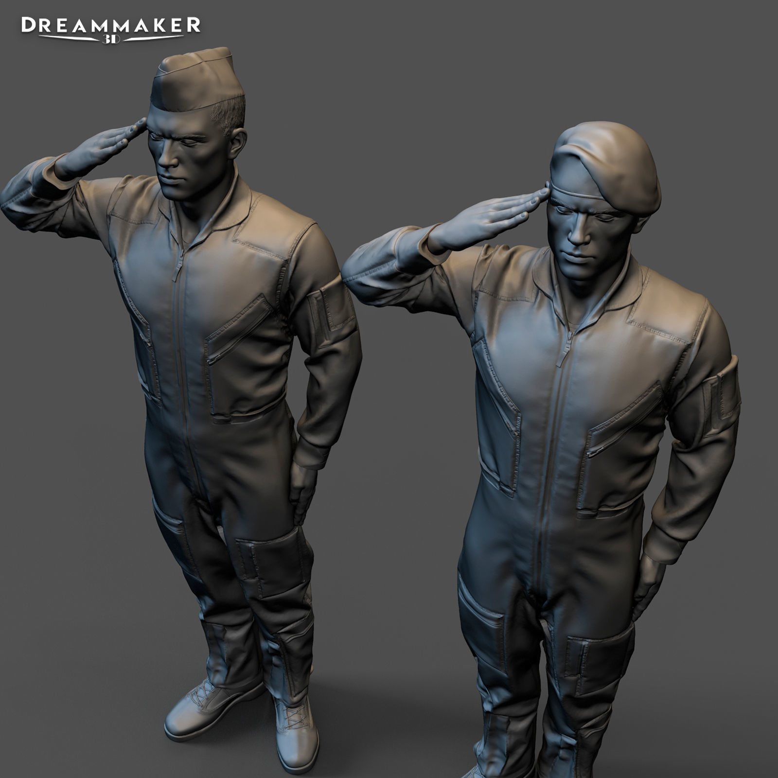 Fighter pilot saluting 3D print model_2