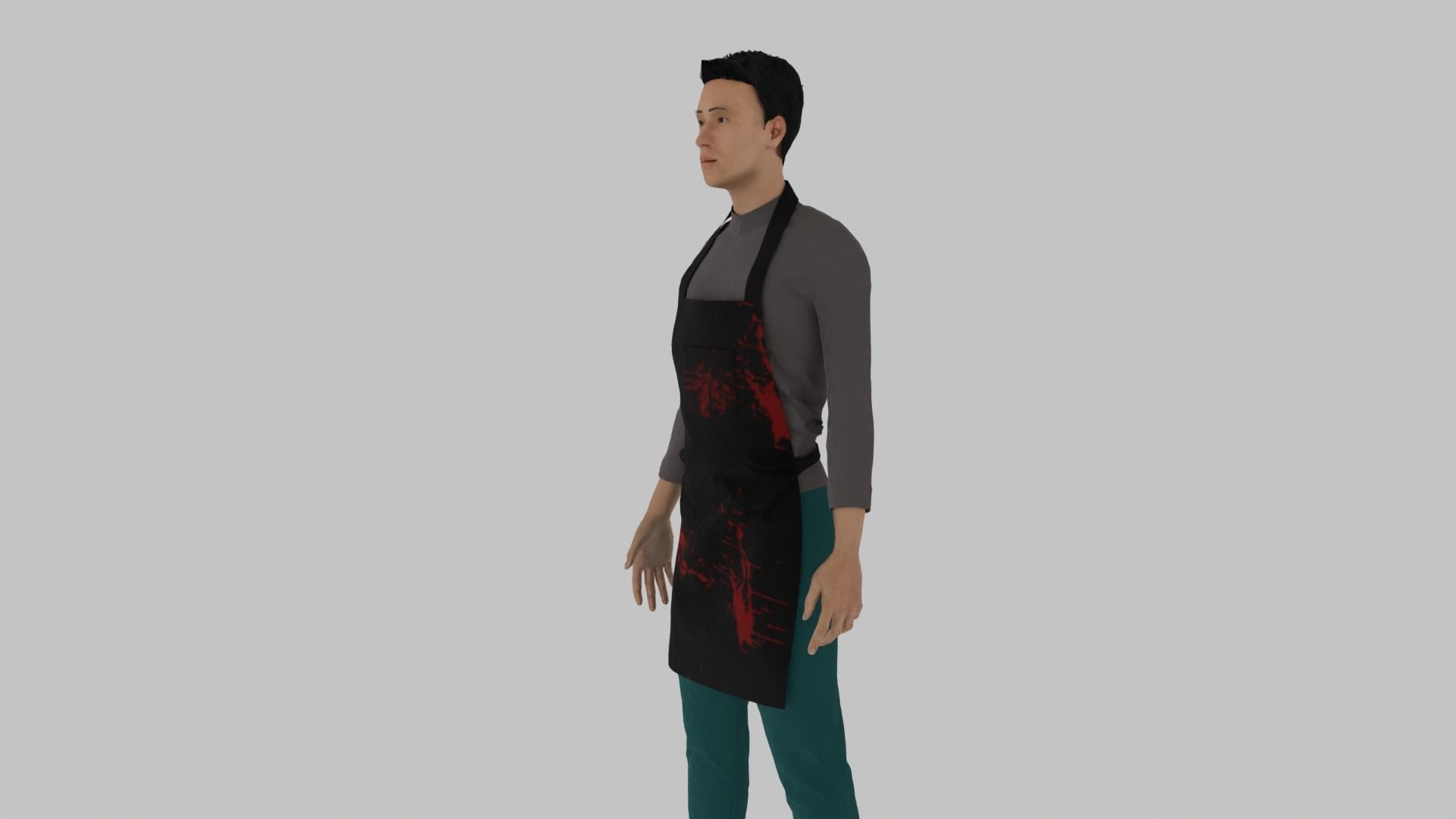 Butcher man in apron Low-poly 3D model_7