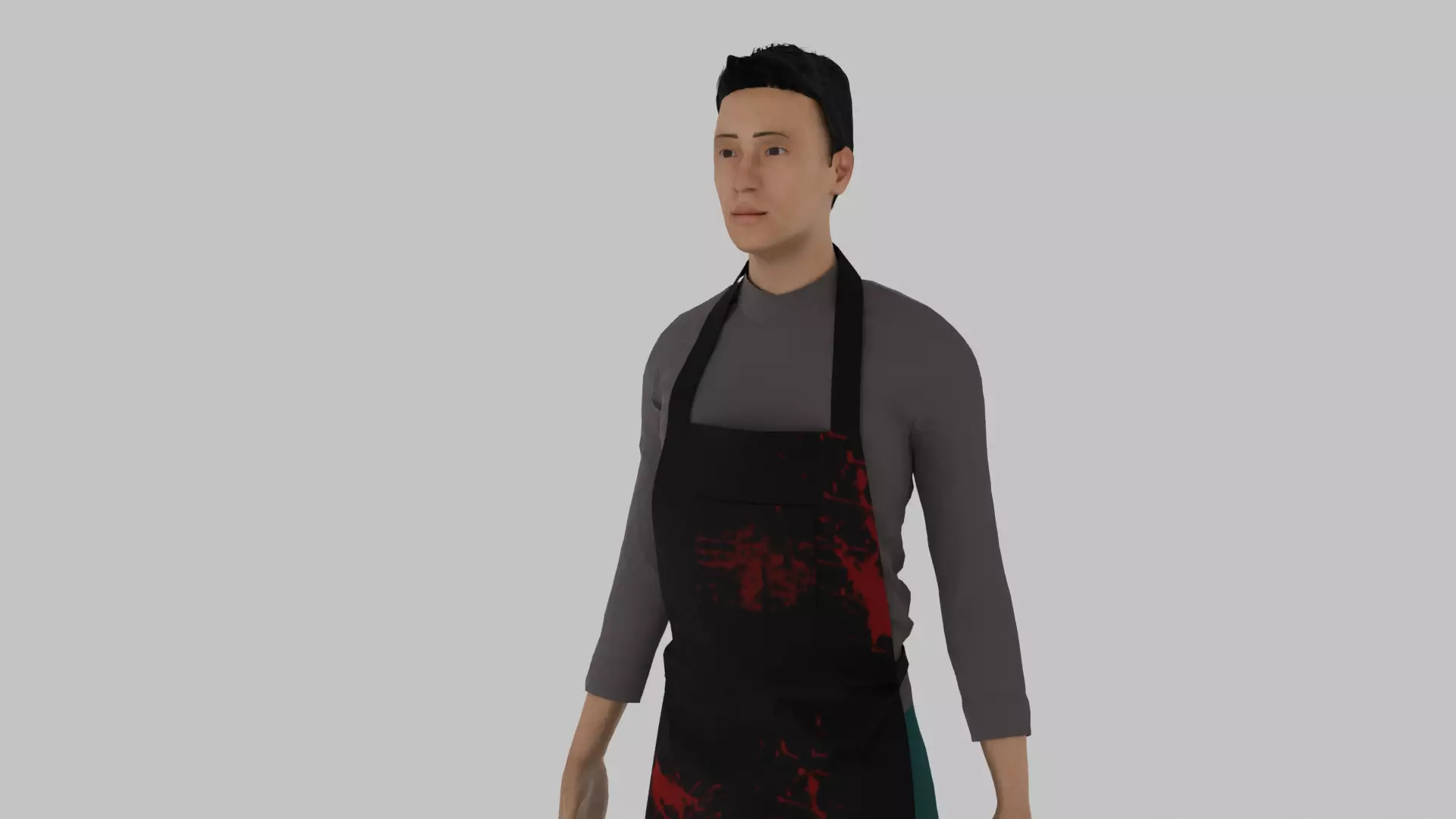 Butcher man in apron Low-poly 3D model_0