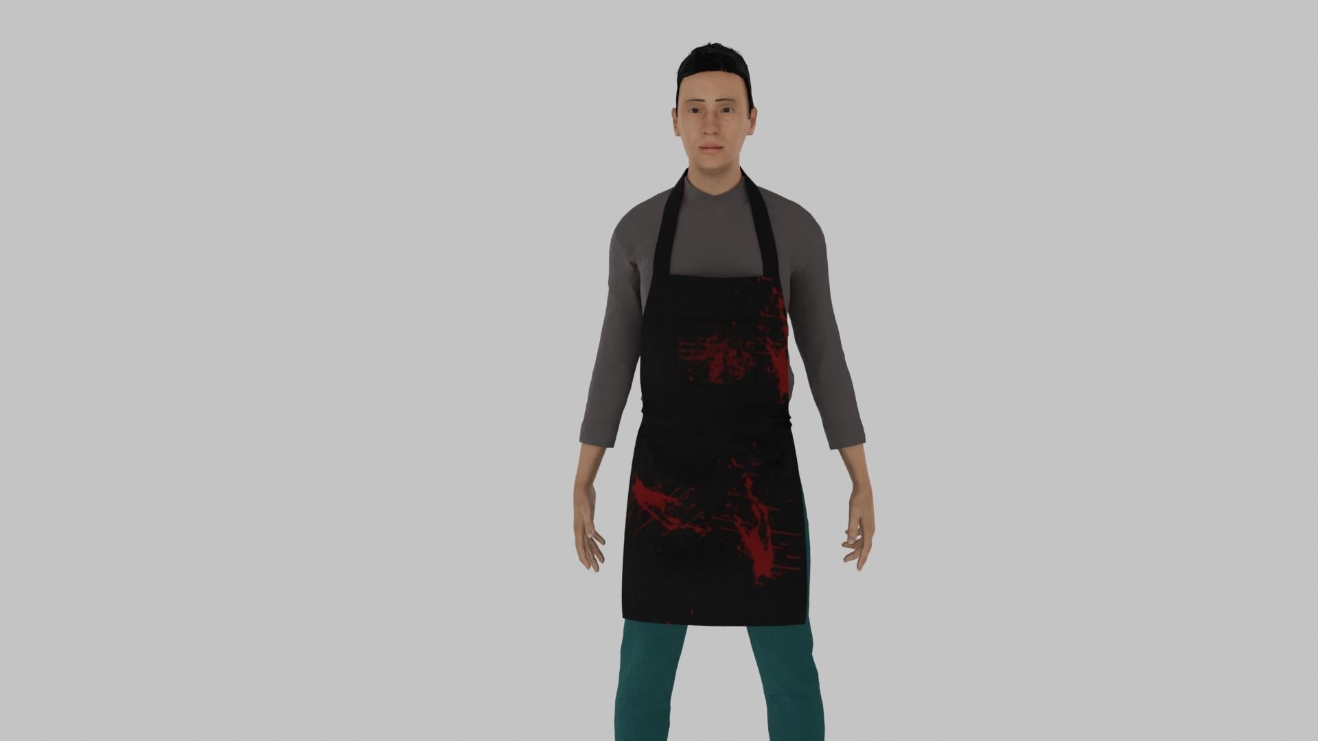 Butcher man in apron Low-poly 3D model_3