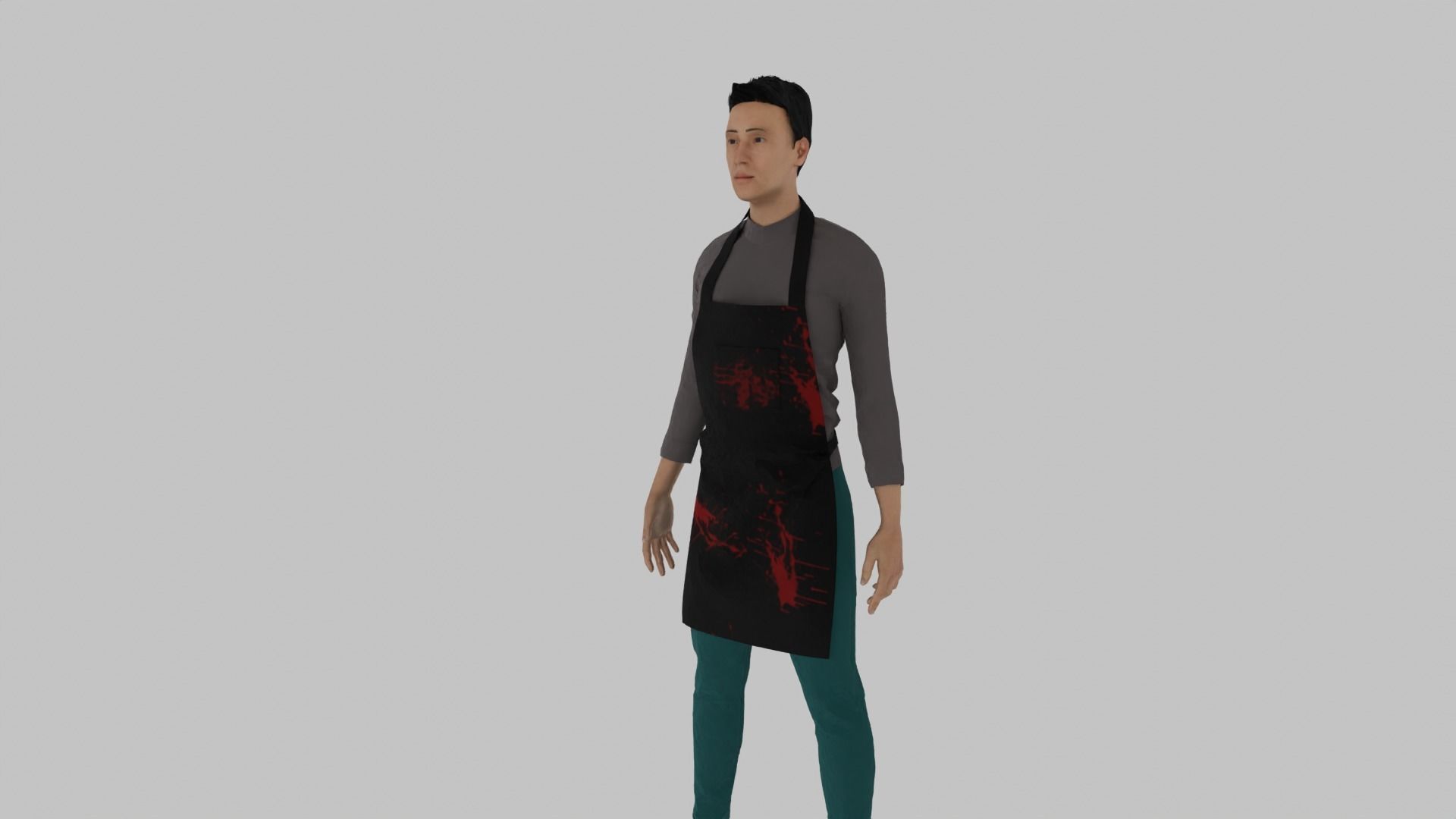 Butcher man in apron Low-poly 3D model_1