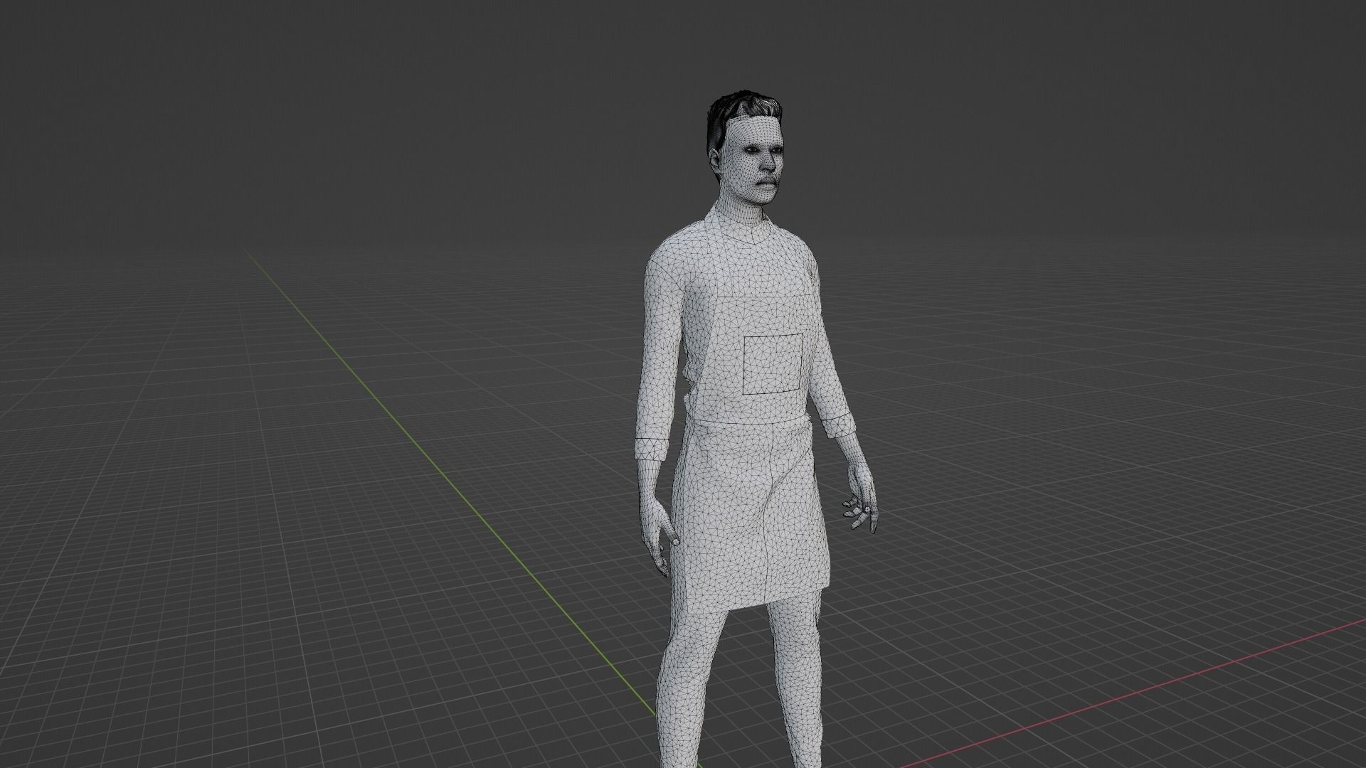 Butcher man in apron Low-poly 3D model_8