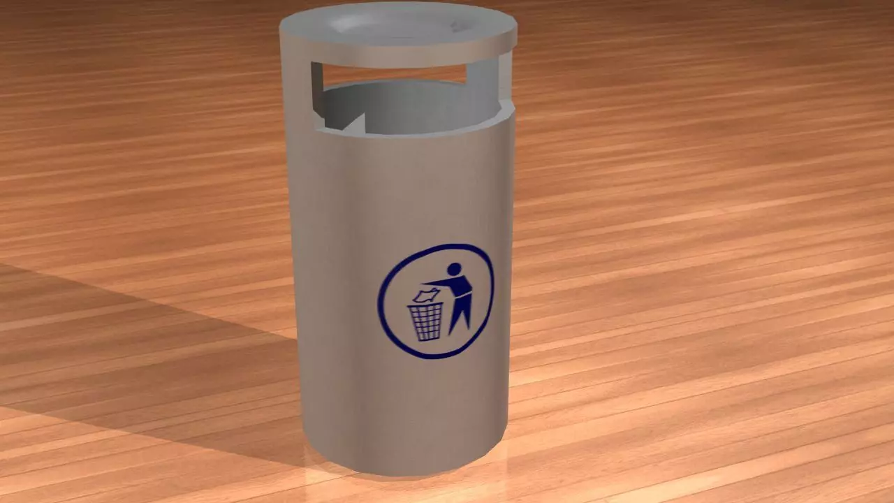 Urban Cement Trash Can 3D model_0