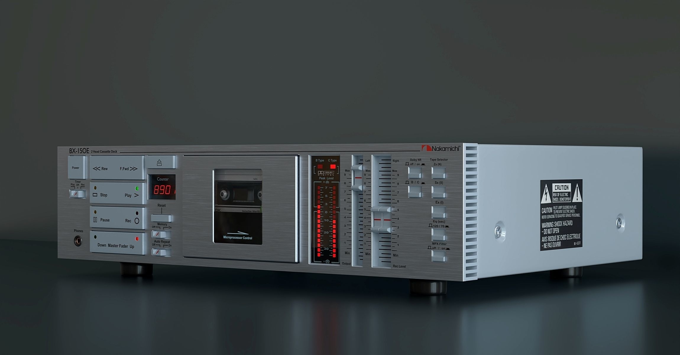 Vintage stereo cassette deck Nakamichi 3D model_3