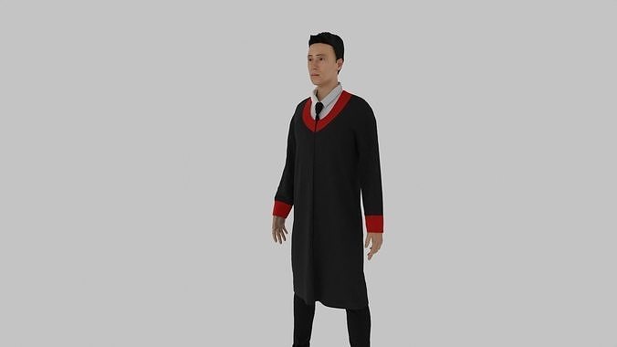 Graduation Character Low-poly 3D model